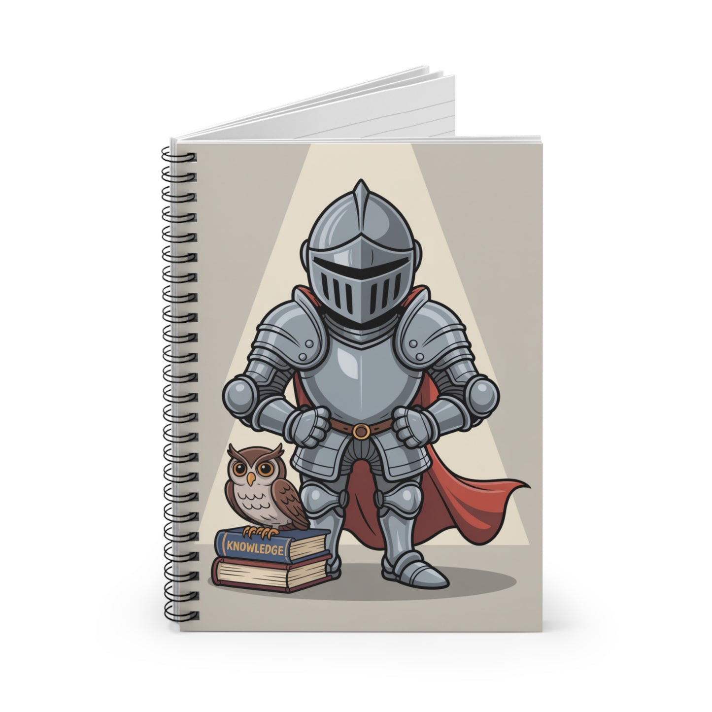 Cartoon Grey Knight - Lined Spiral Notebook