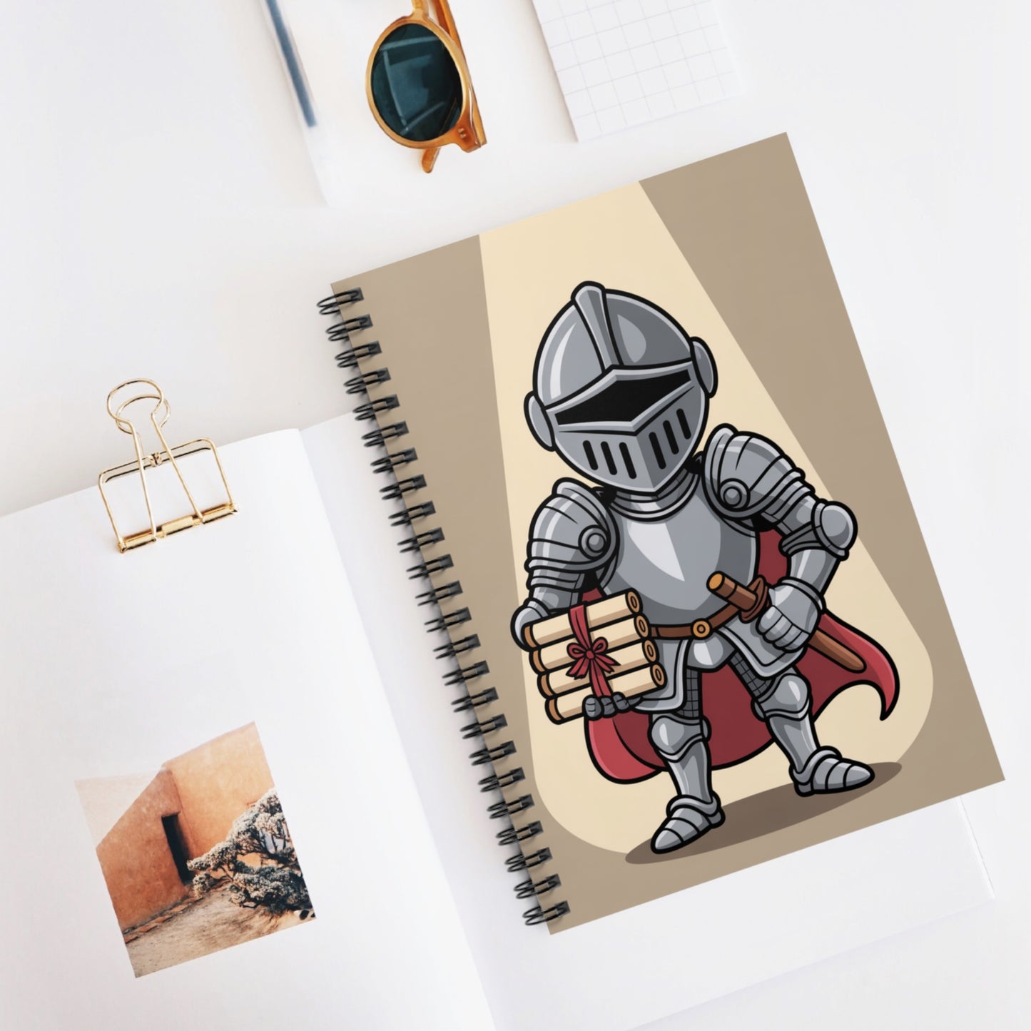 Cartoon Silver Knights - Lined Spiral Notebook