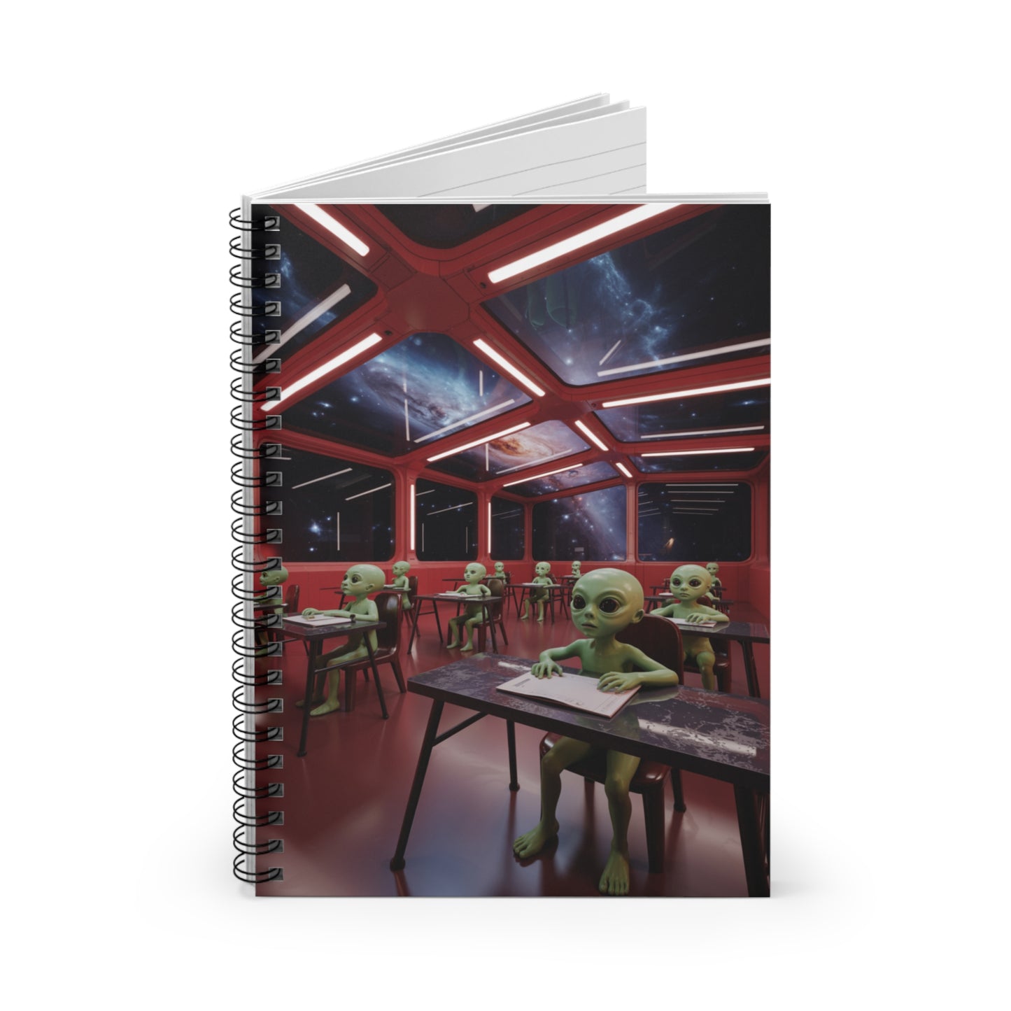 Alien Classroom - Lined Spiral Notebook