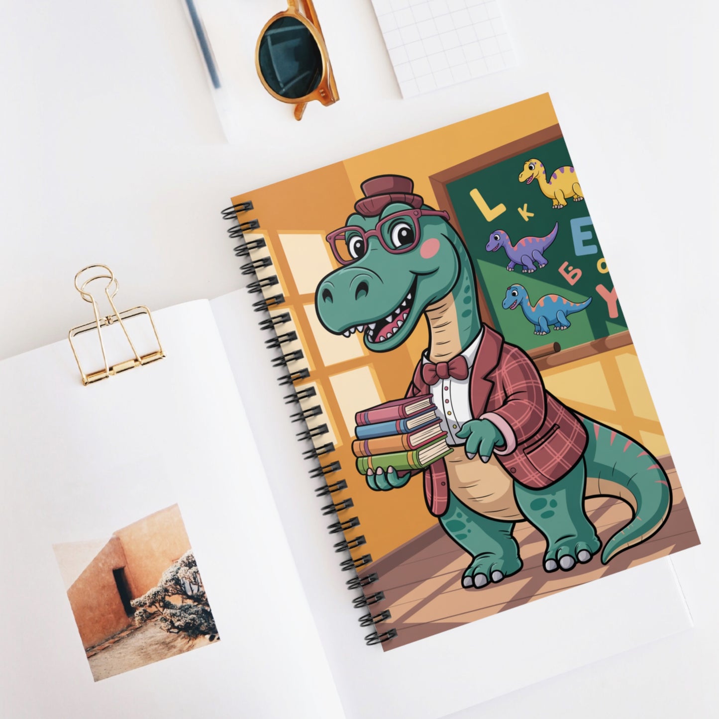 Cartoon Diplodocus - Lined Spiral Notebook