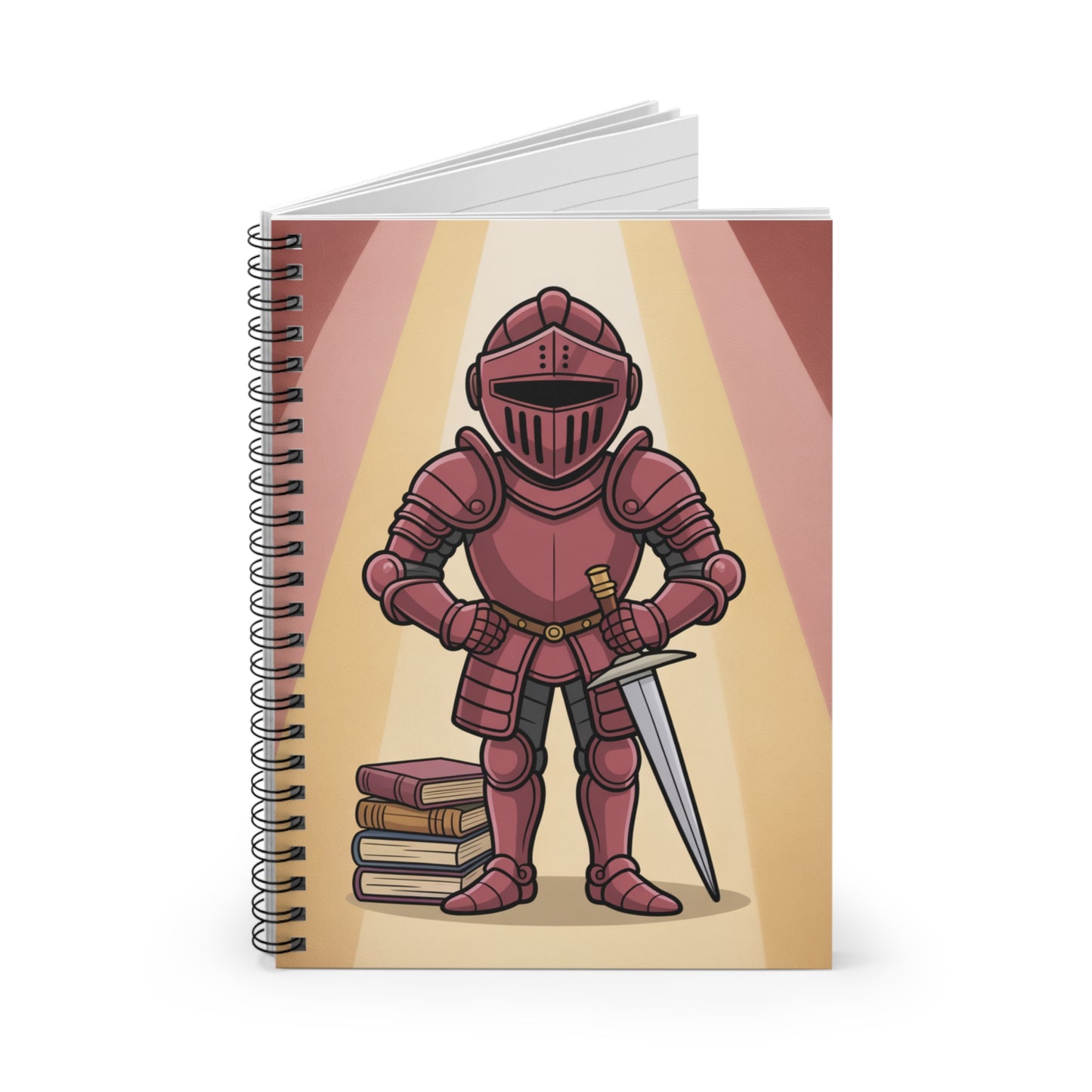 Cartoon Maroon Knight - Lined Spiral Notebook