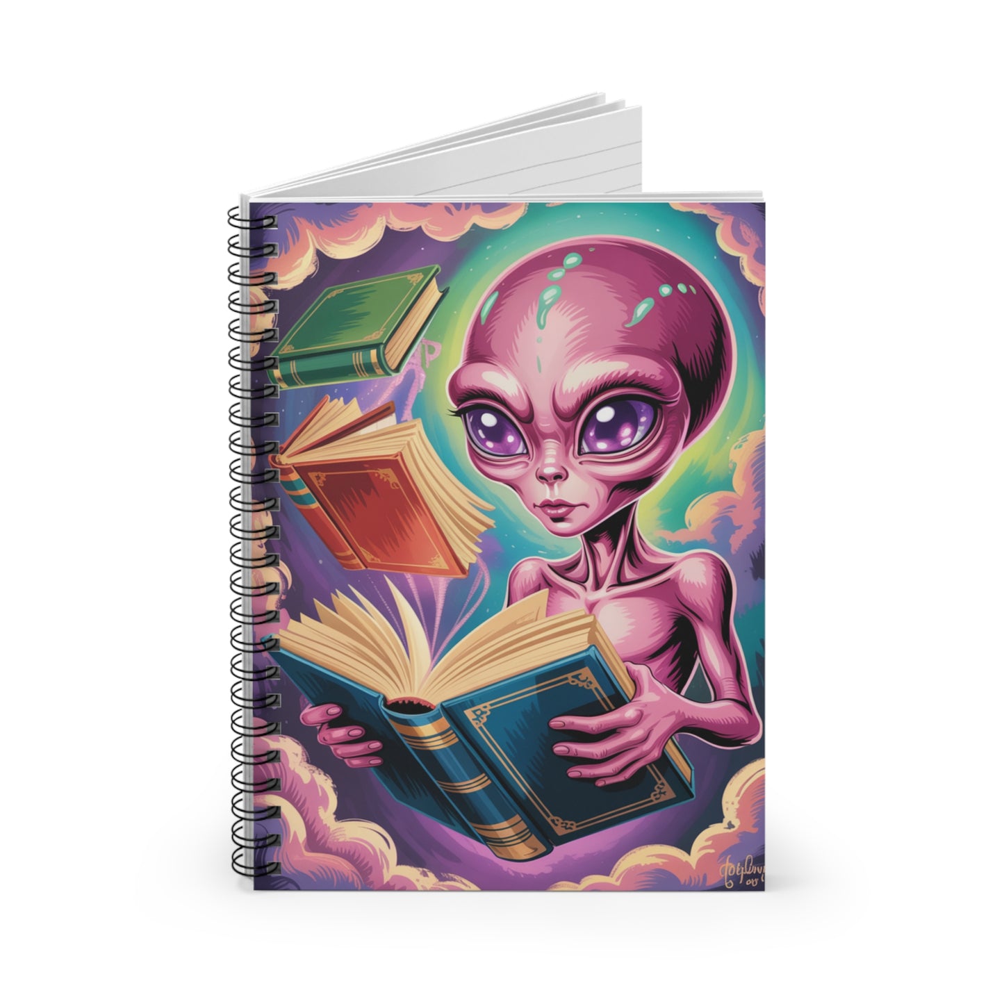 Pink Alien - Lined Spiral Notebook