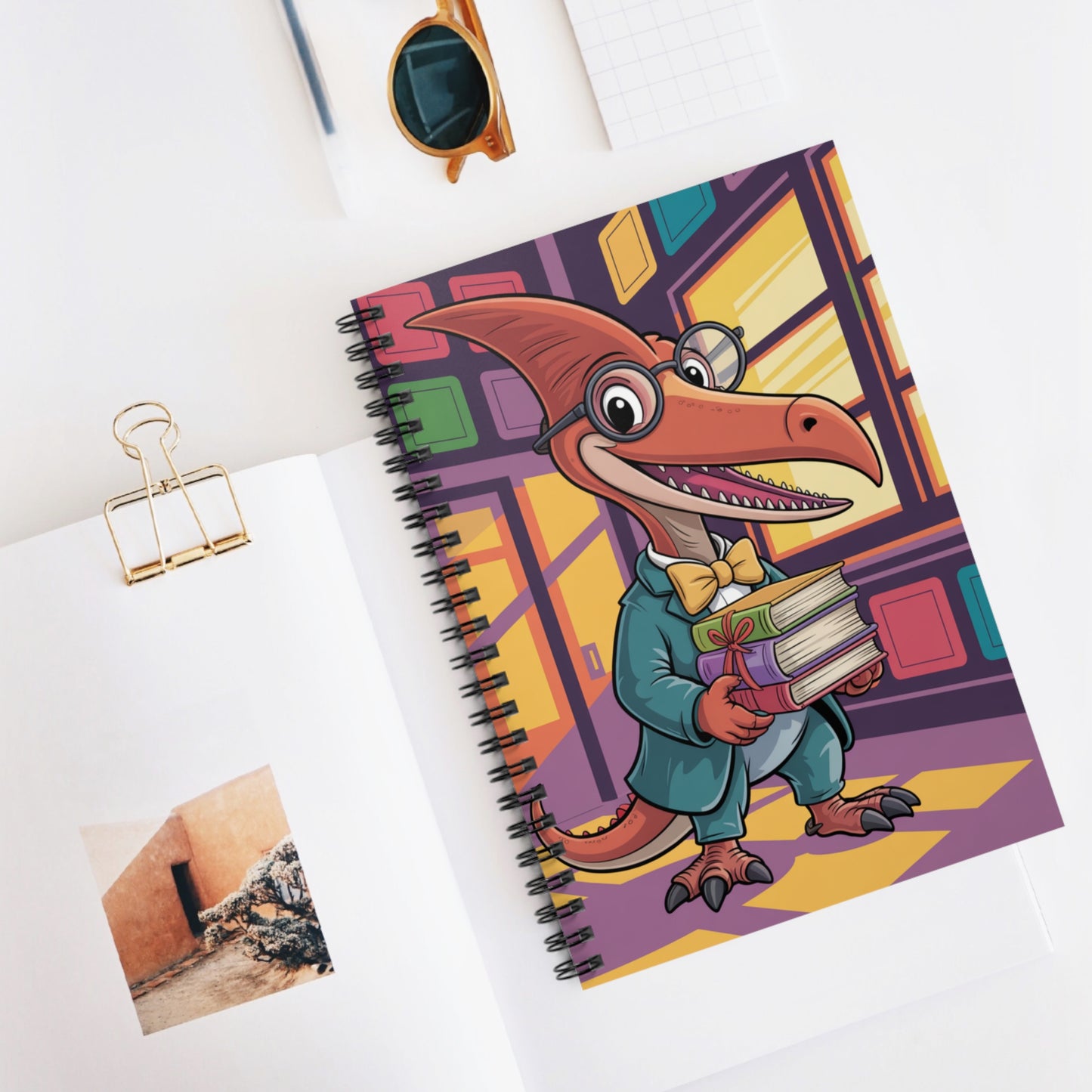 Cartoon Pteranodon - Lined Spiral Notebook