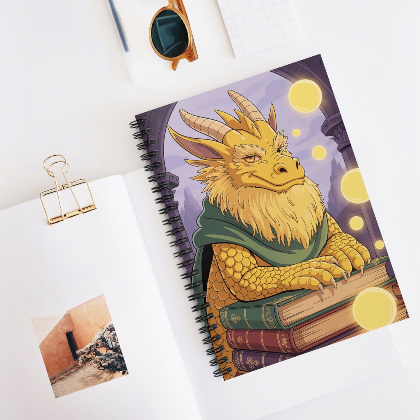 Yellow Dragon - Lined Spiral Notebook