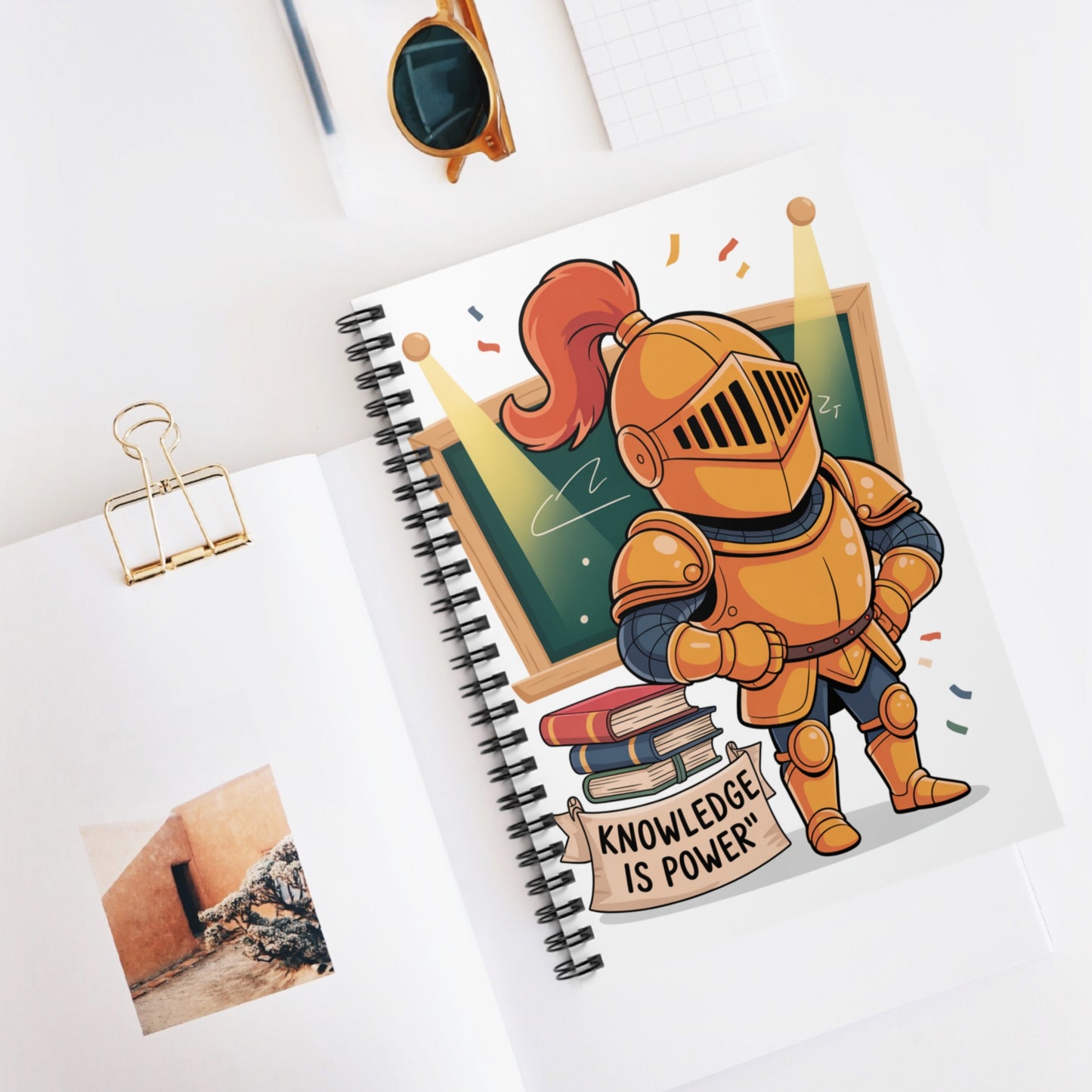 Cartoon Orange Knight - Lined Spiral Notebook