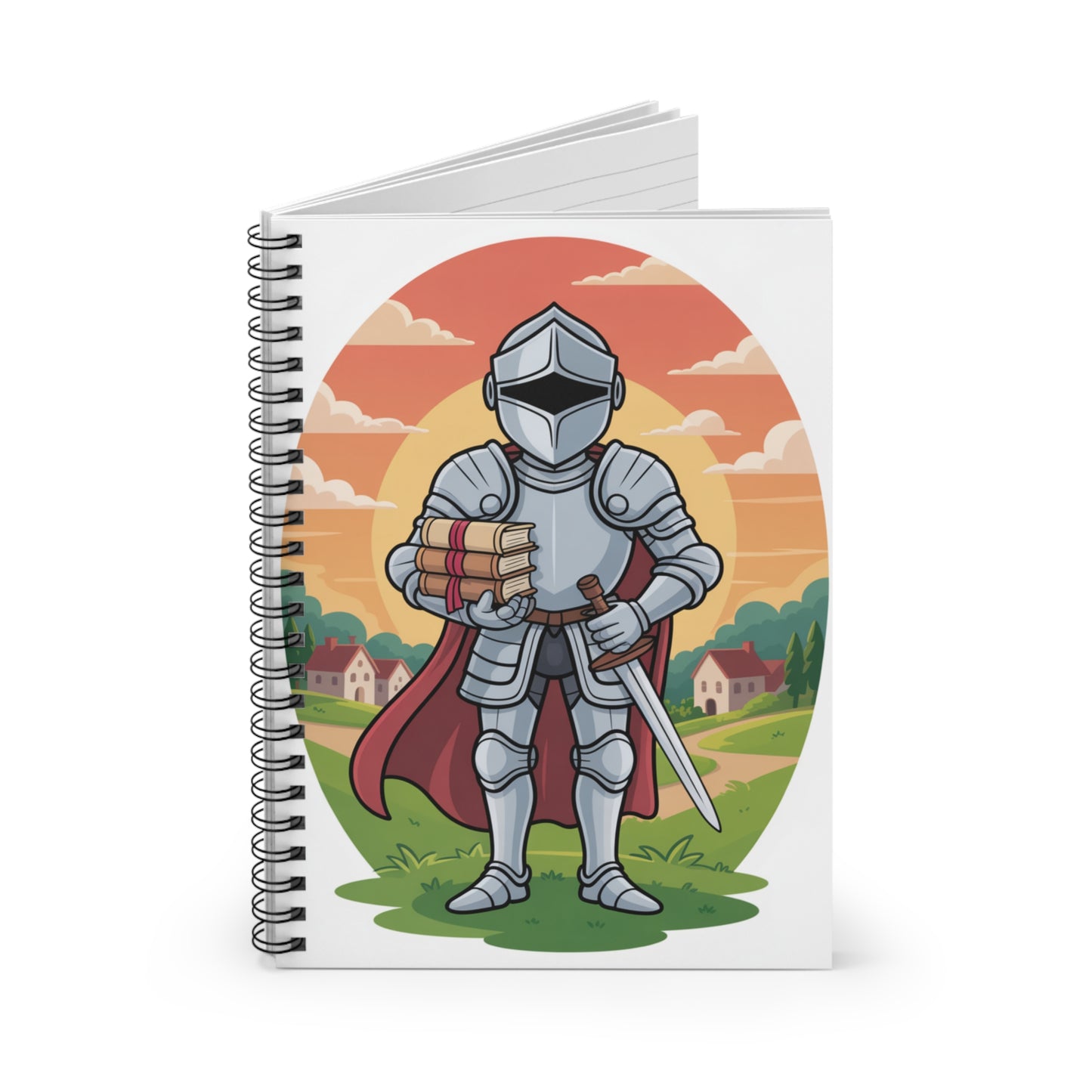 Cartoon White Knight - Lined Spiral Notebook