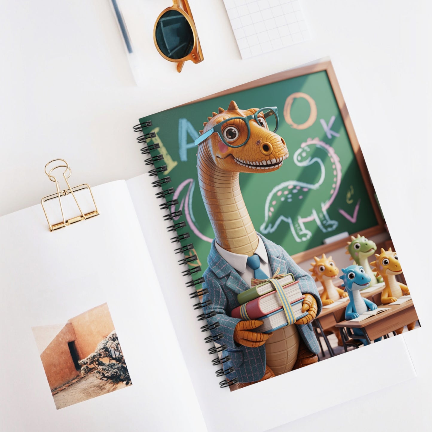 Cartoon Brontosaurus - Lines Spiral Notebook