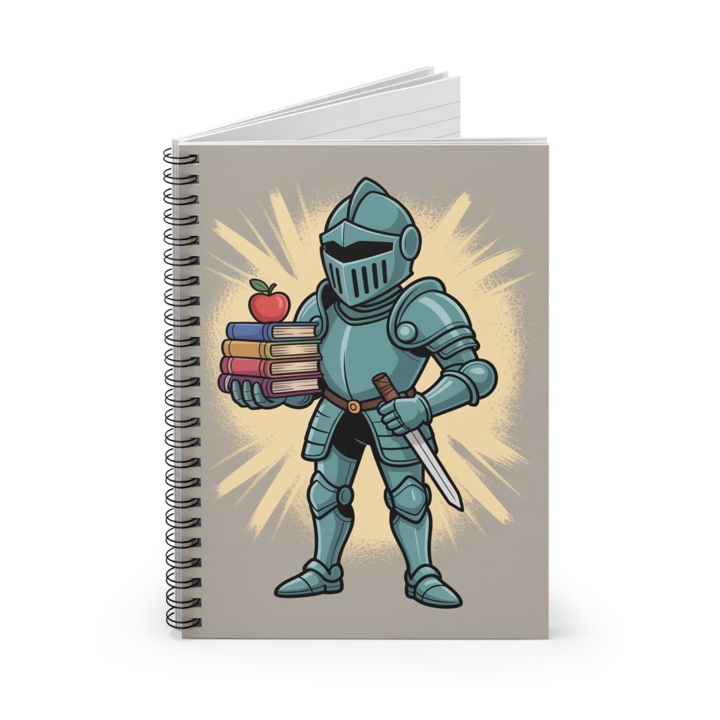 Cartoon Blue Knight - Lined Spiral Notebook