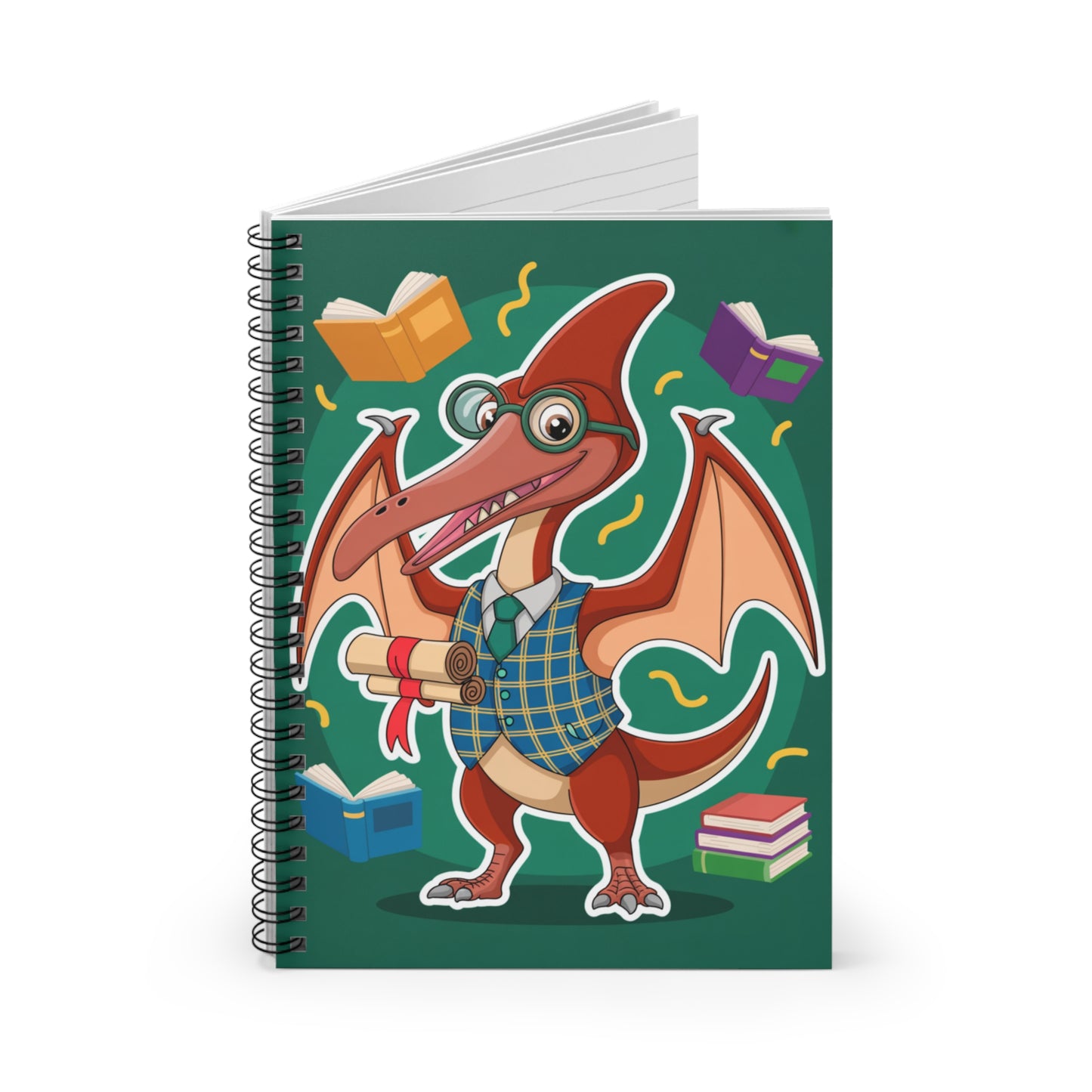Cartoon Pteranodon - Lined Spiral Notebook