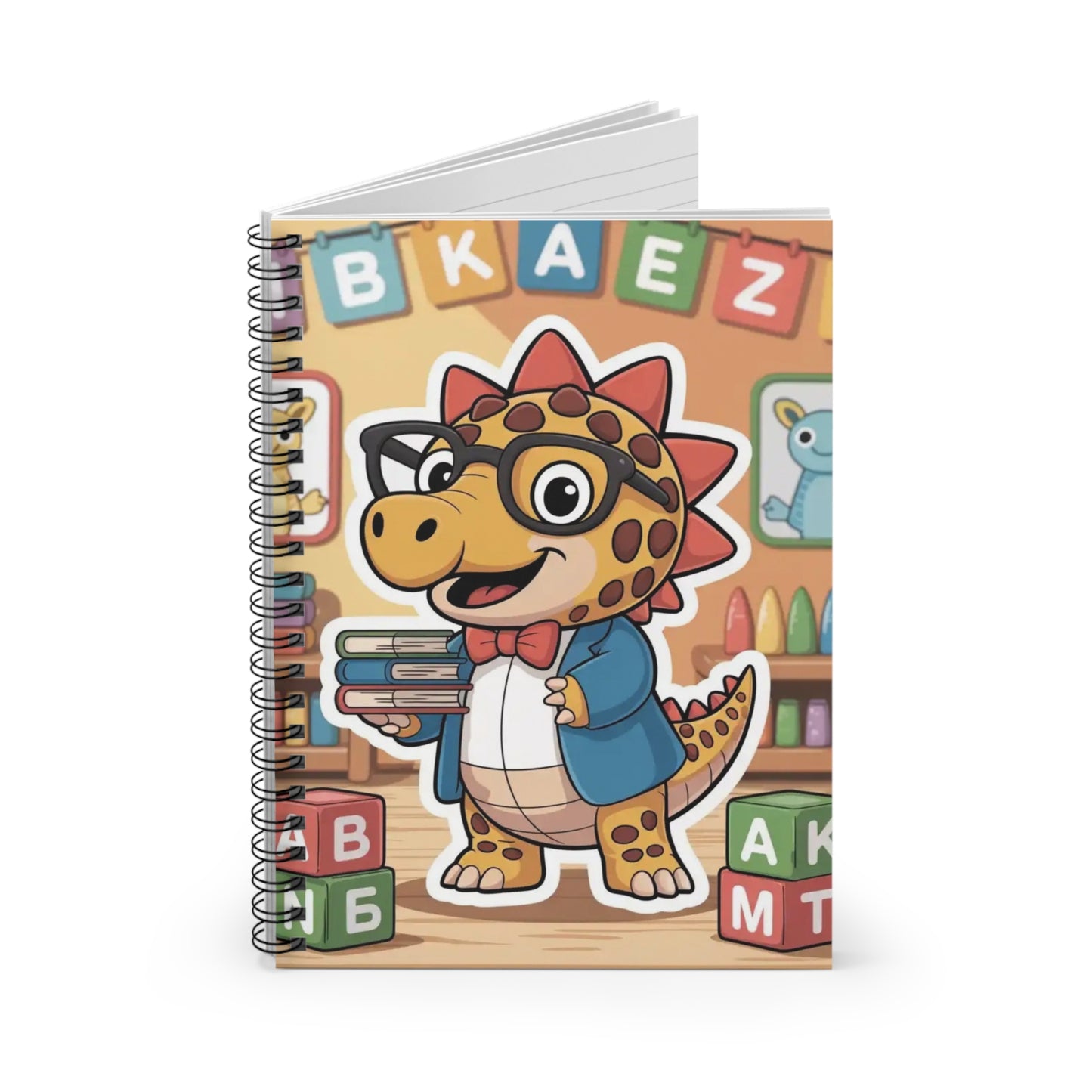 Cartoon Triceratops- Lines Spiral Notebook