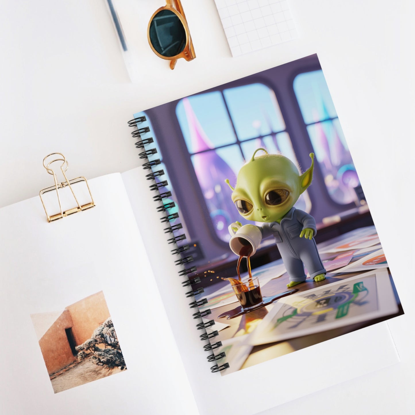Green Baby Alien - Lined Spiral Notebook