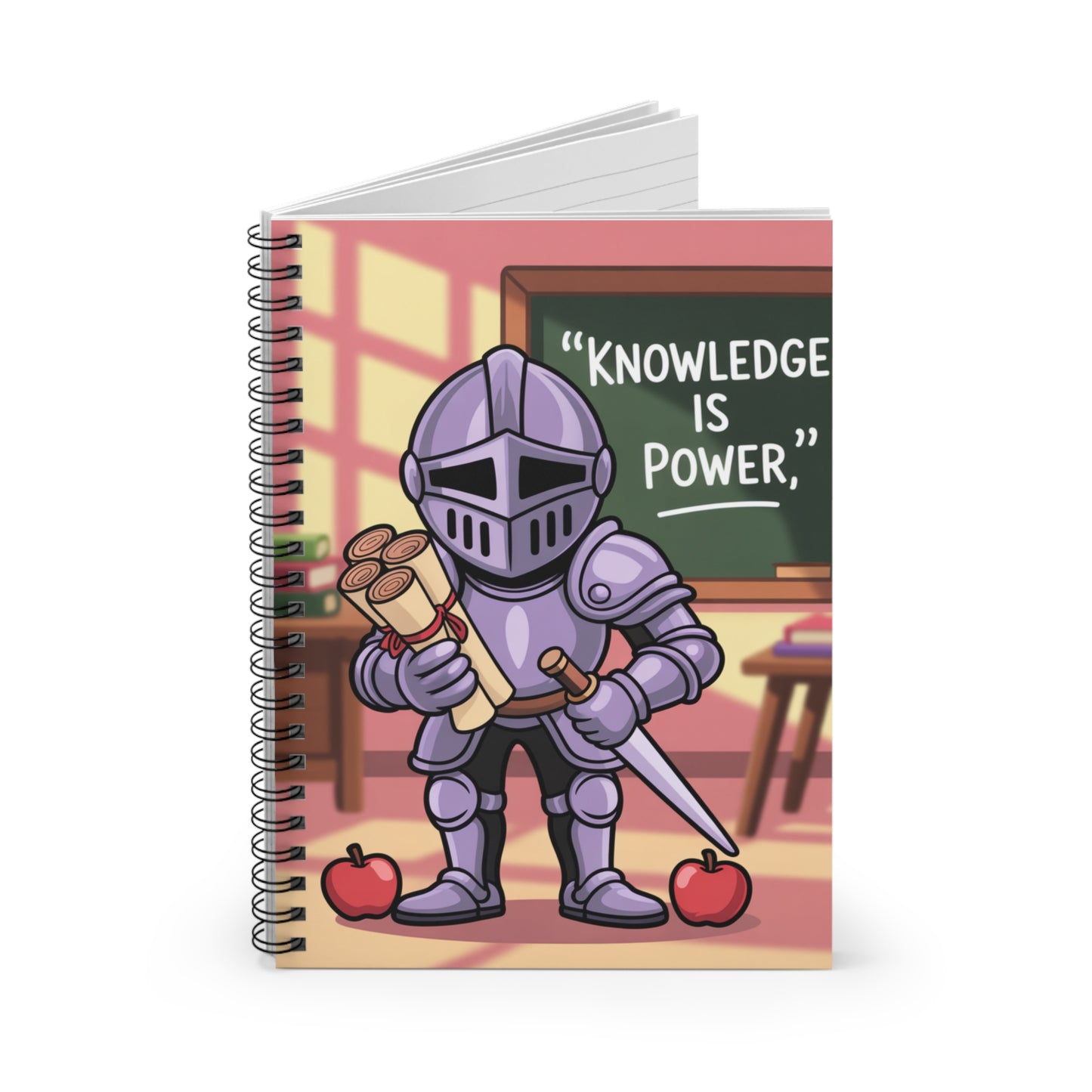 Cartoon Purple Knight - Lined Spiral Notebook