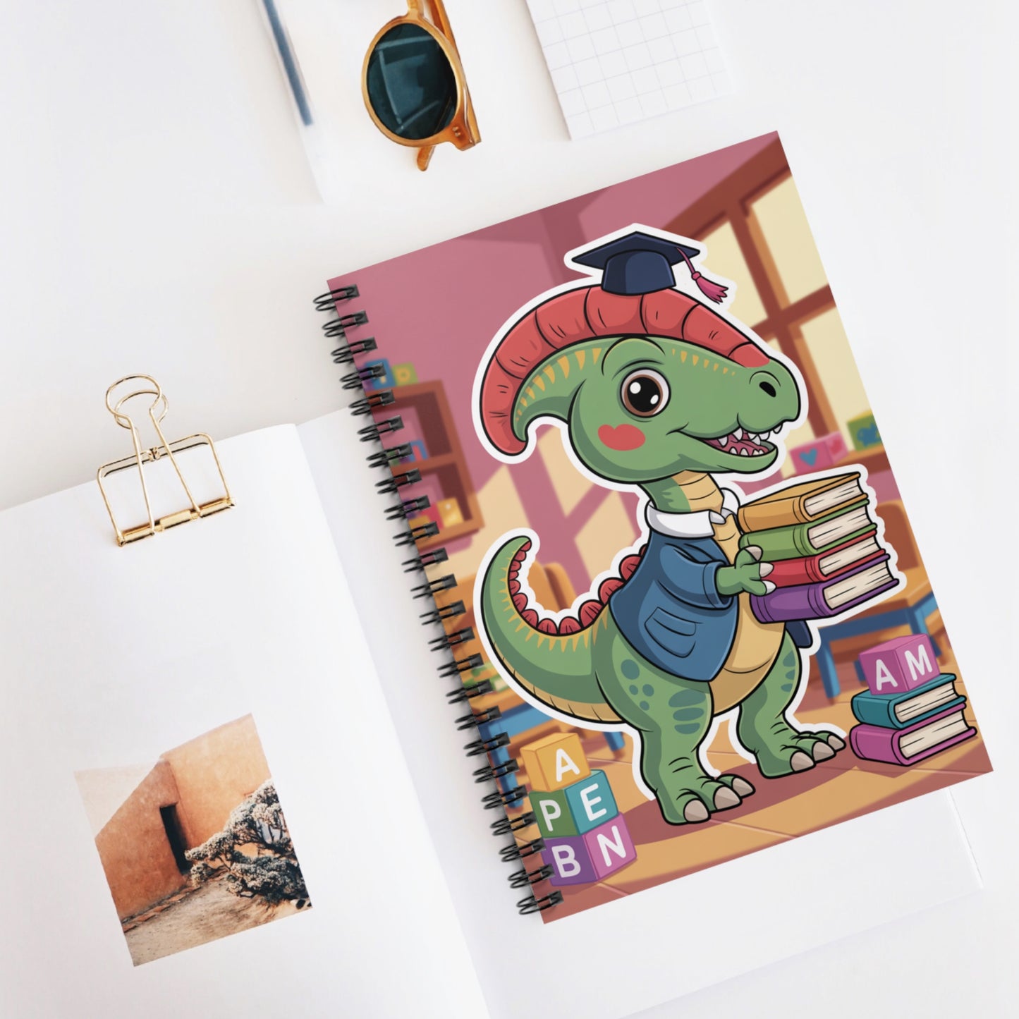 Cartoon Parasaurolophus - Lined Spiral Notebook