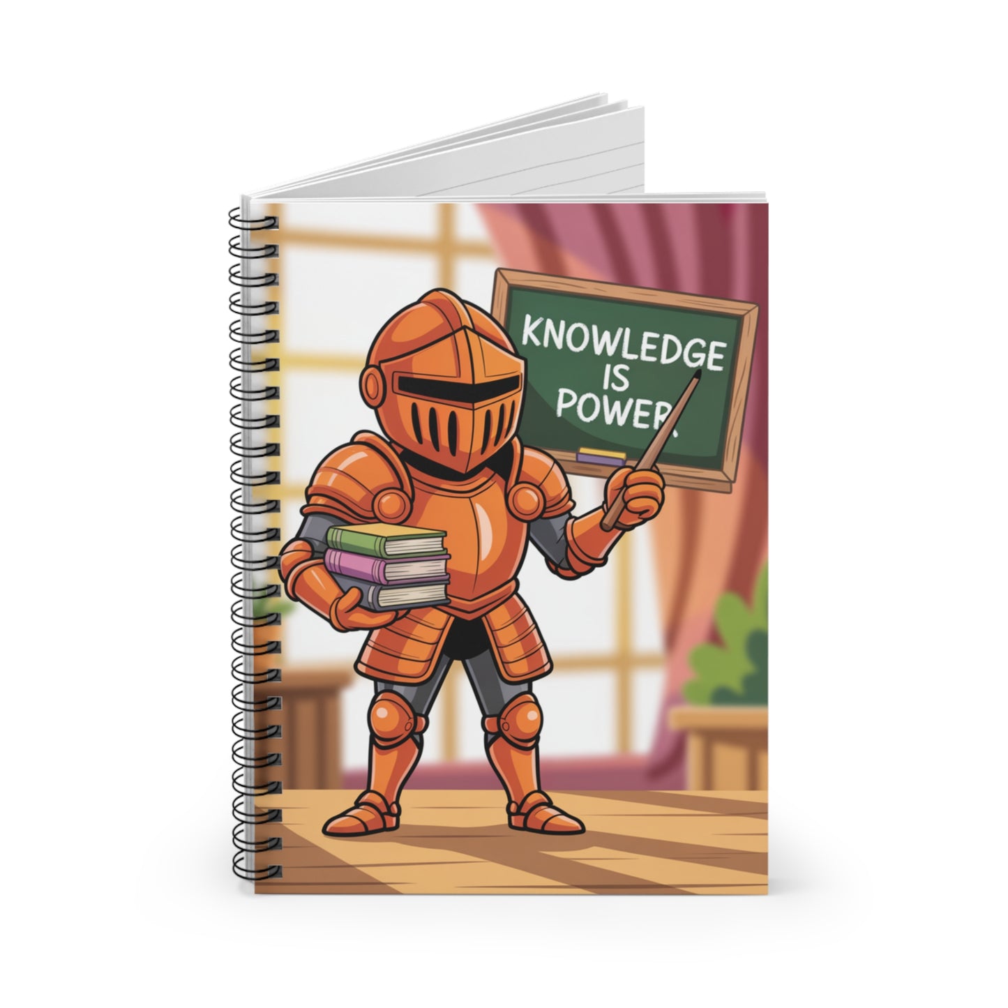 Cartoon Orange Knight - Lined Spiral Notebook