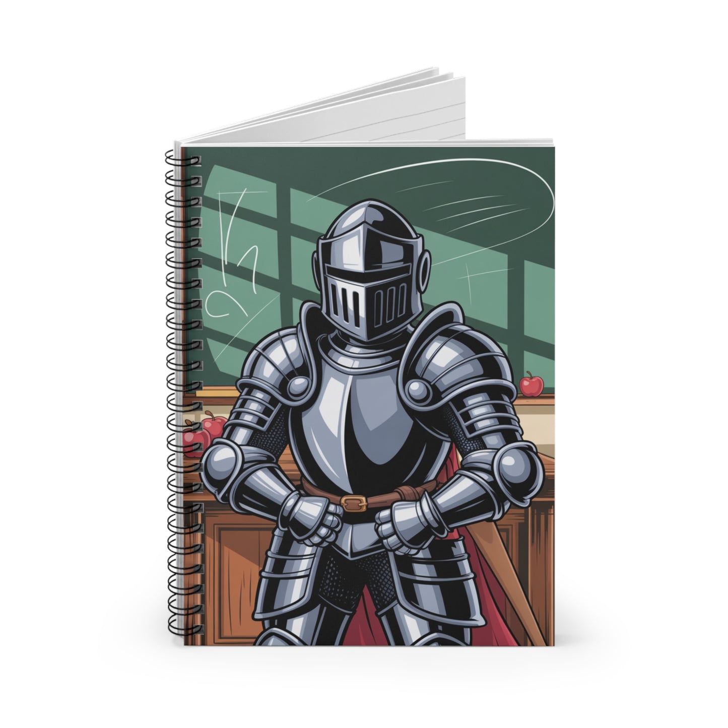 Cartoon Black Knight - Lined Spiral Notebook