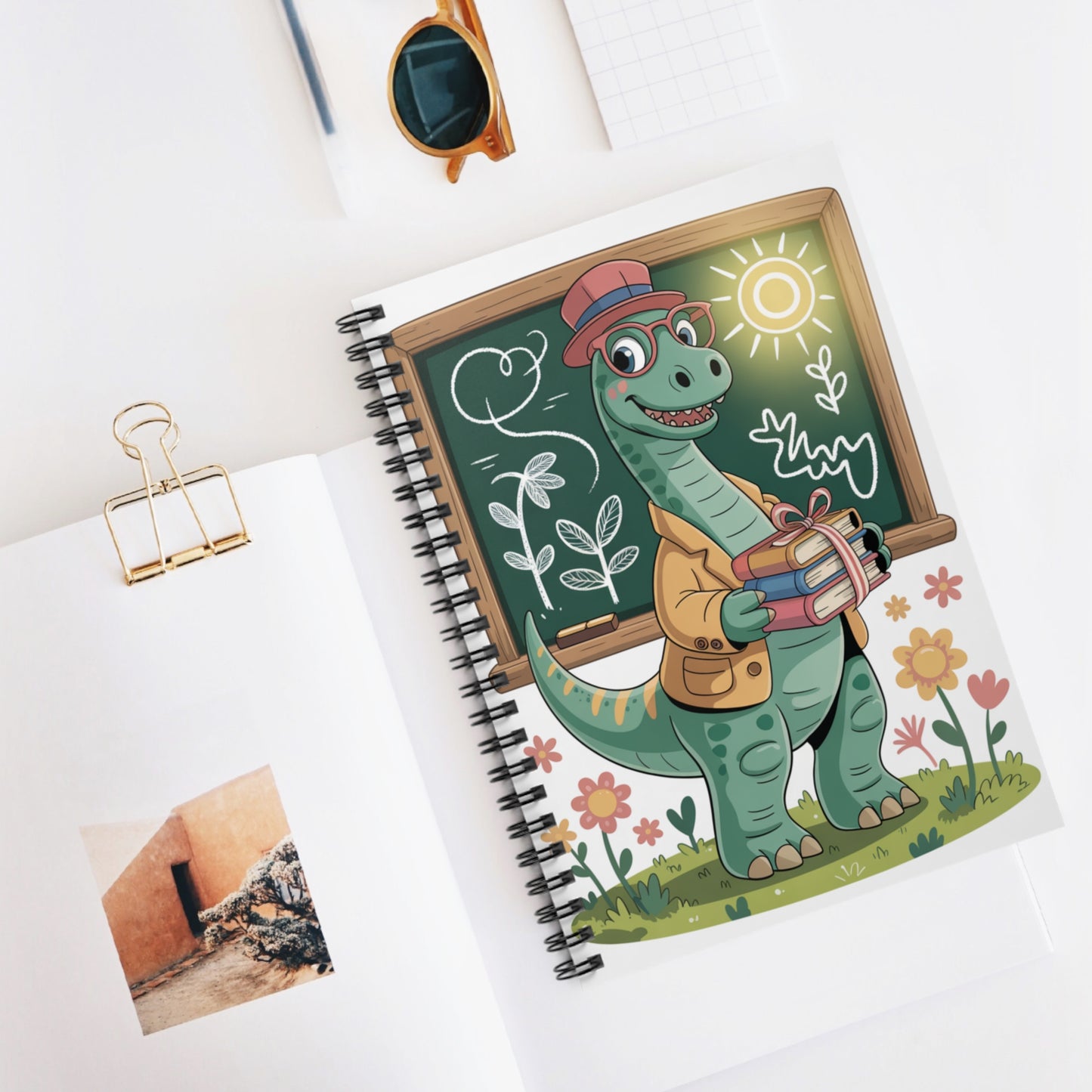 Cartoon Diplodocus - Lined Spiral Notebook