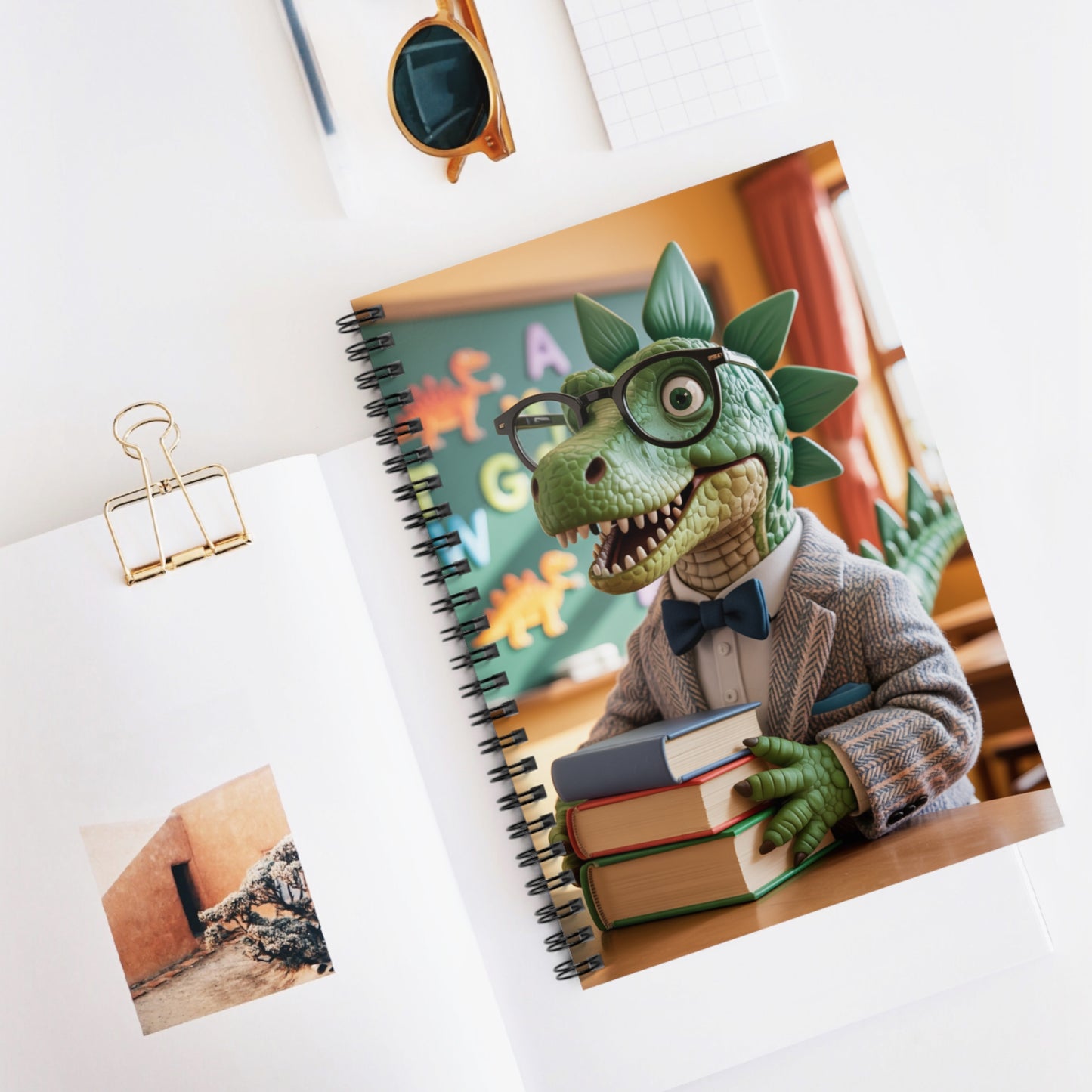 Cartoon Stegosaurus - Lined Spiral Notebook