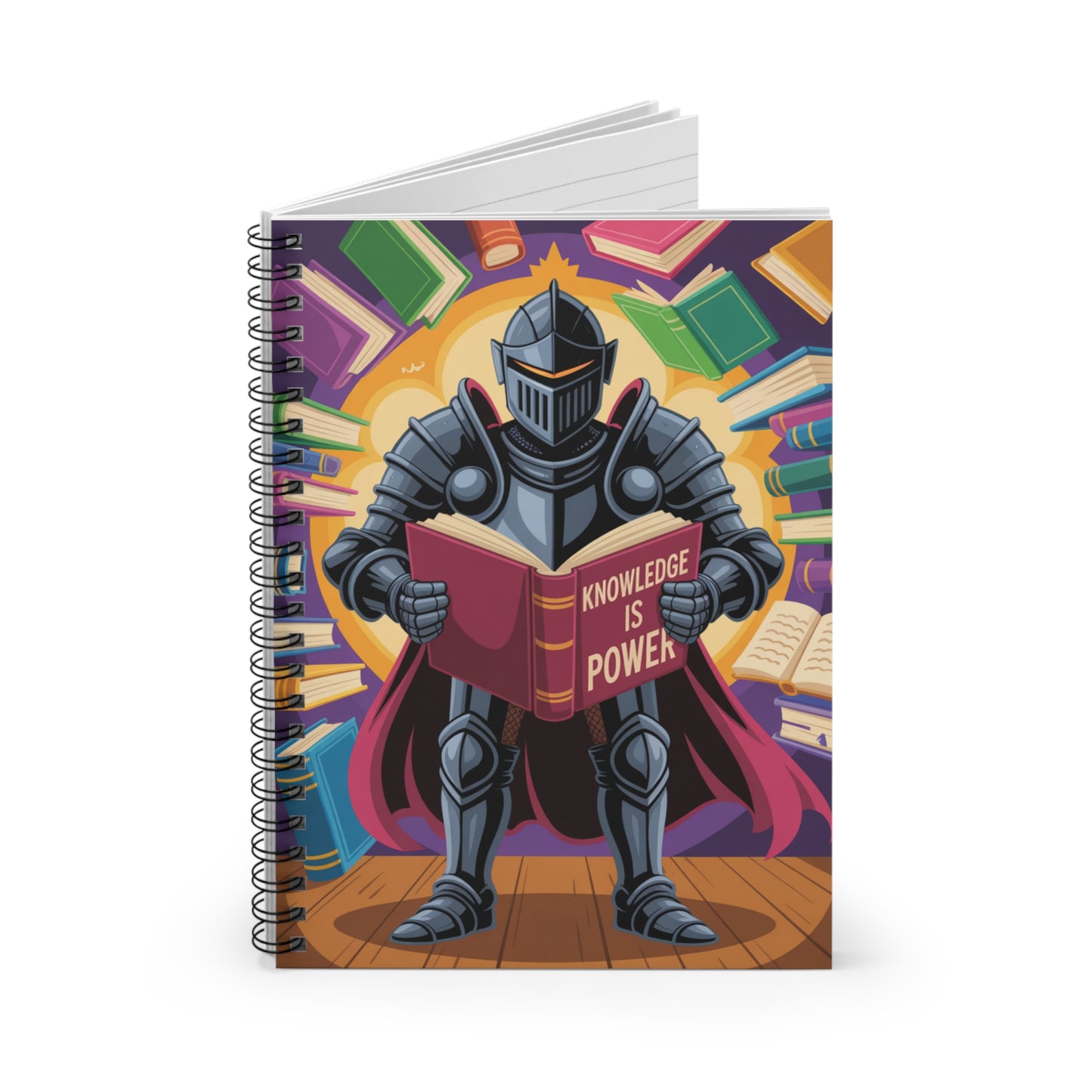 Cartoon Grey Knight - Lined Spiral Notebook