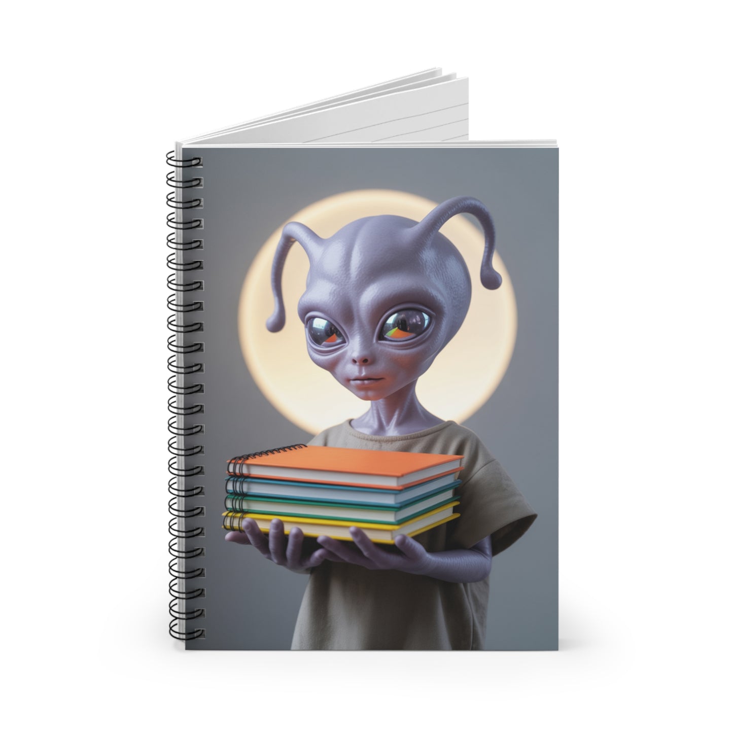 Grey Alien - Lined Spiral Notebook