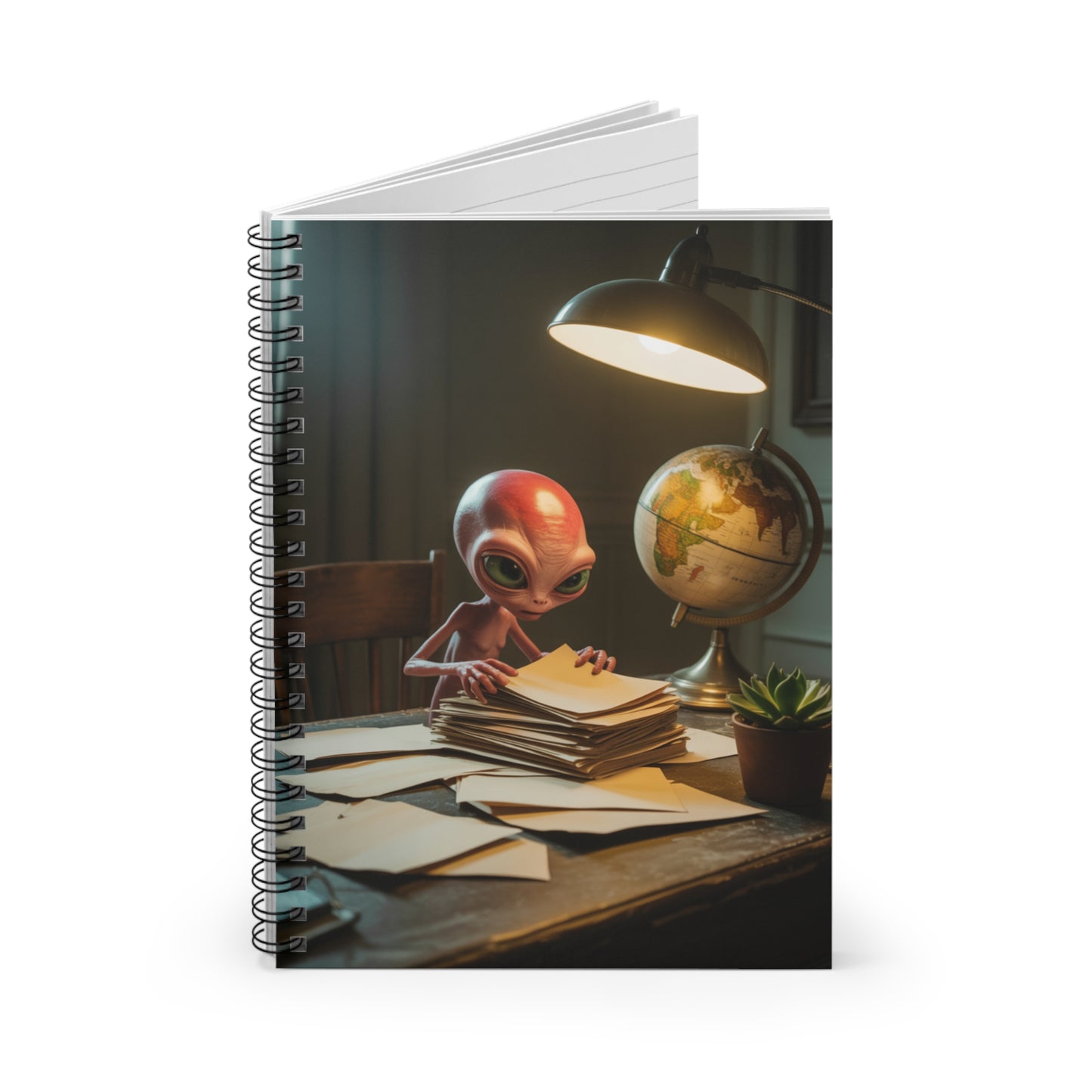 Pink Alien - Lined Spiral Notebook