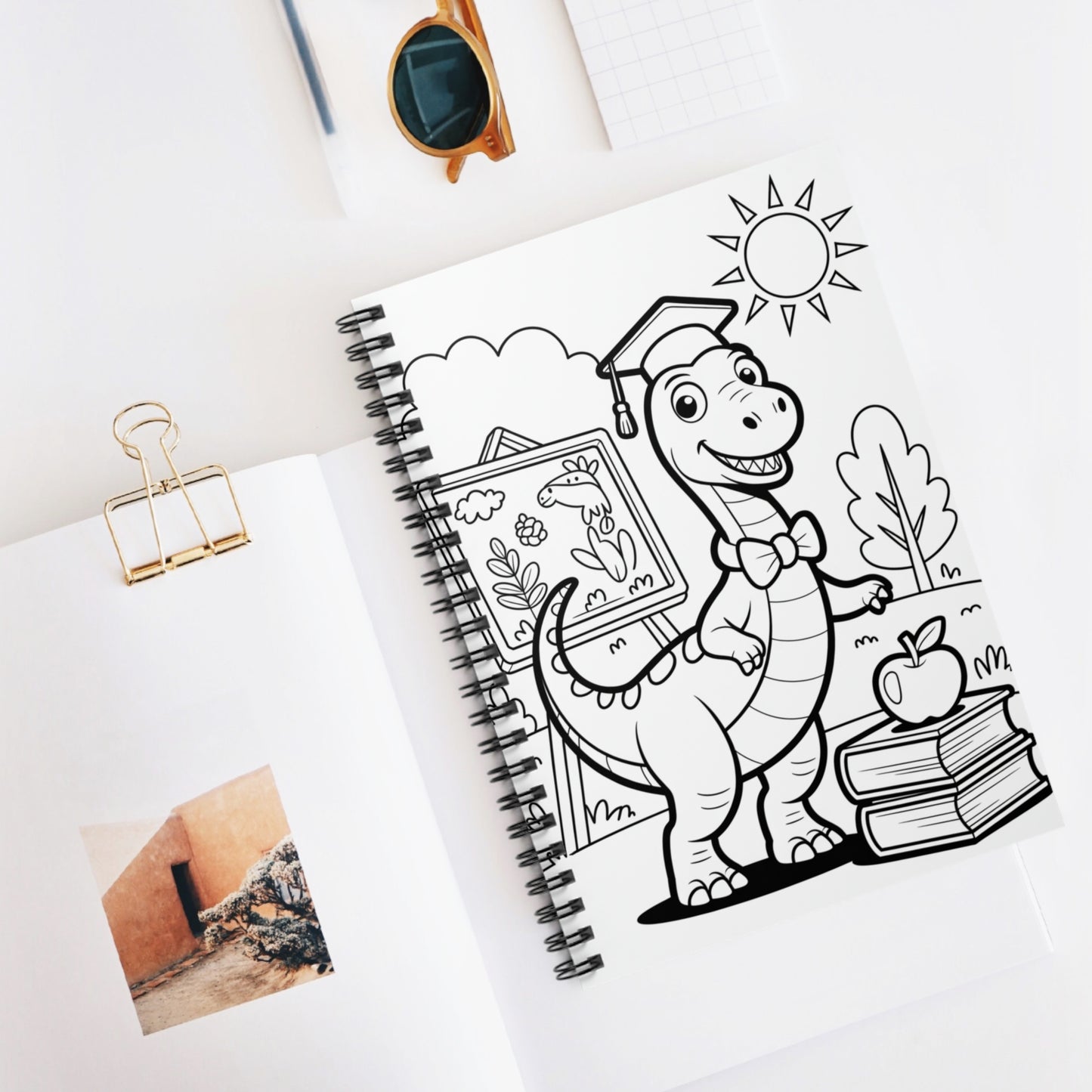 Cartoon Brontosaurus - Lined Spiral Notebook