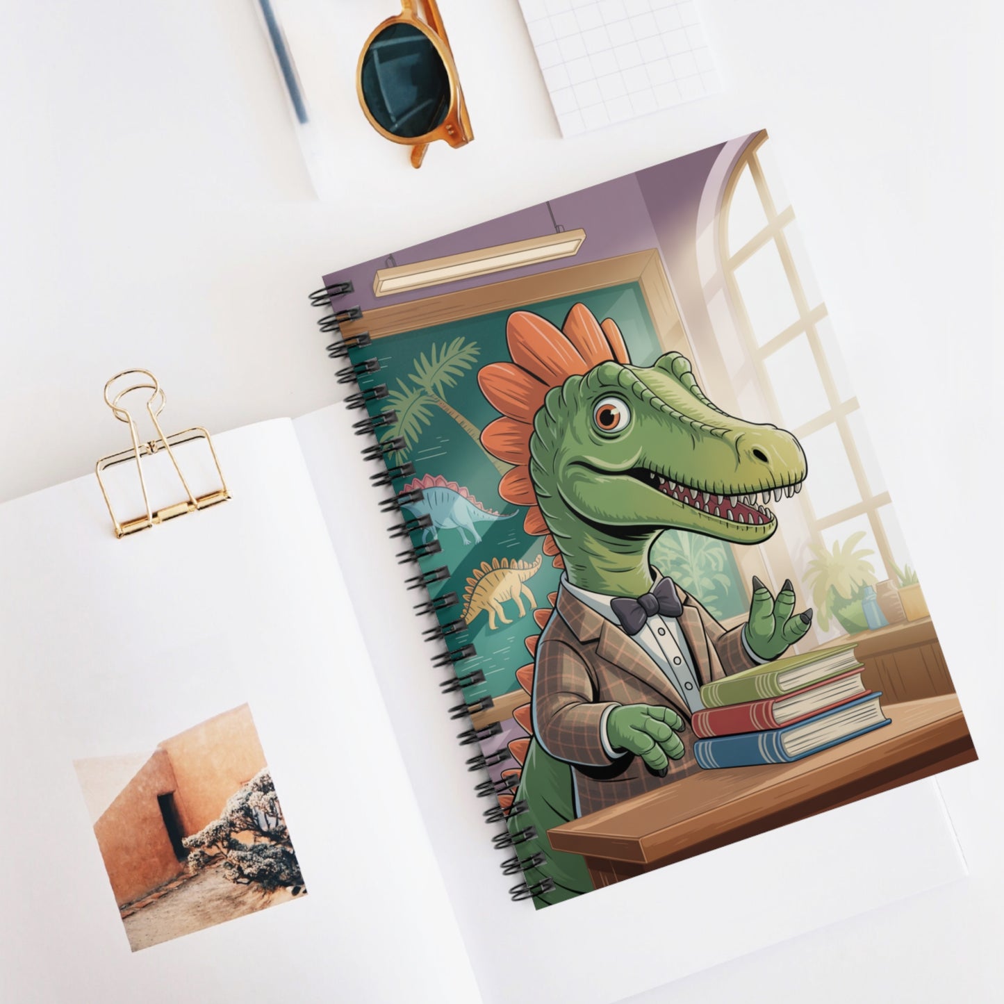 Cartoon Spinosaurus - Lined Spiral Notebook