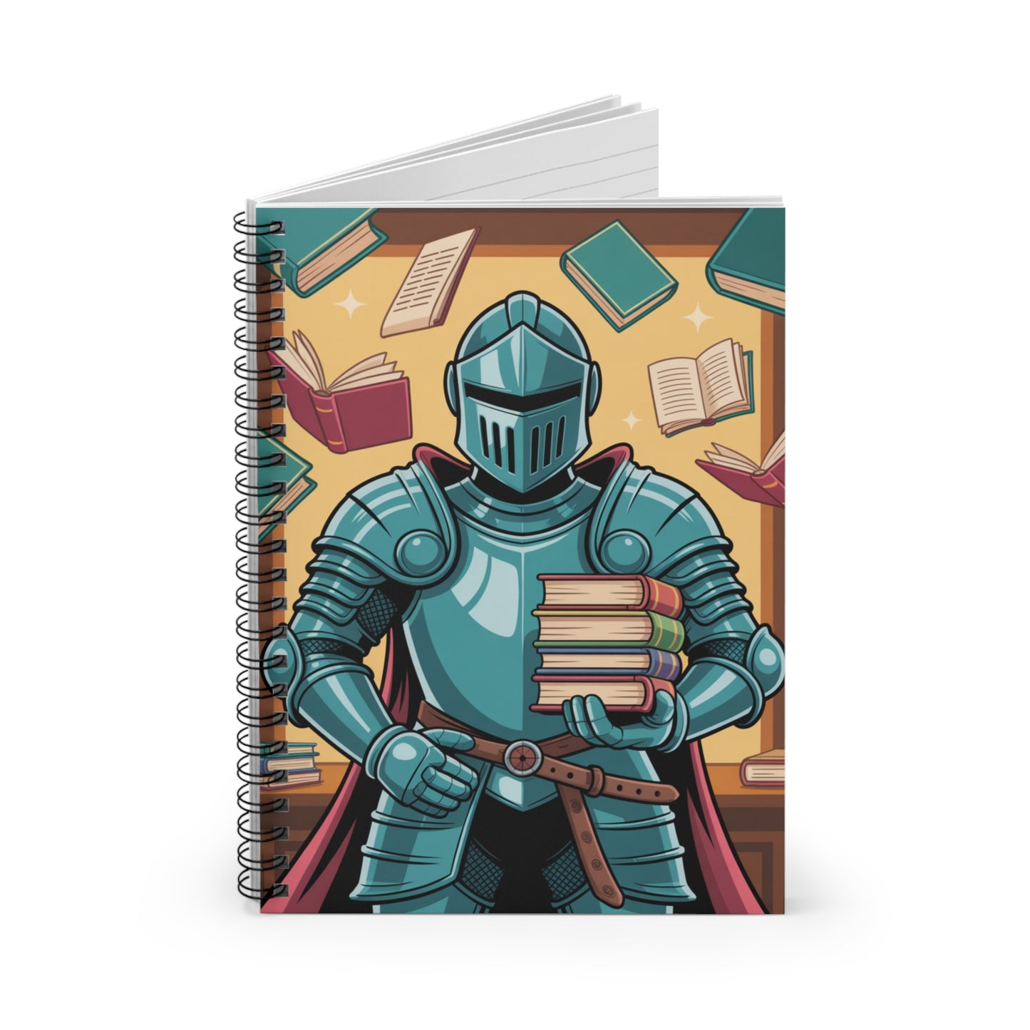 Cartoon Blue Knight - Lined Spiral Notebook
