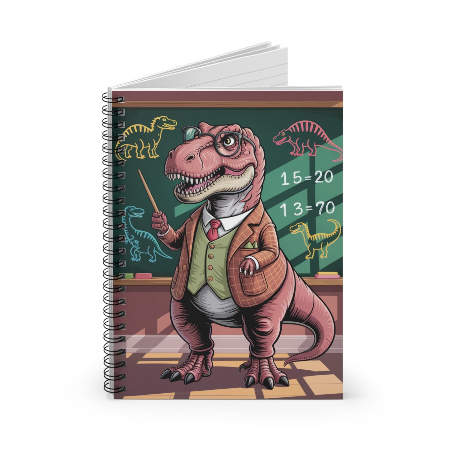 Cartoon T.Rex - Lined Spiral Notebook