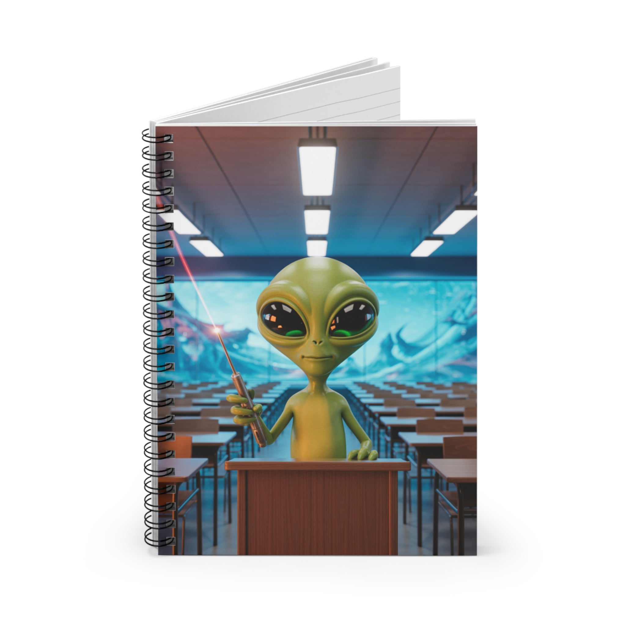 Green Alien -  Lined Spiral Notebook