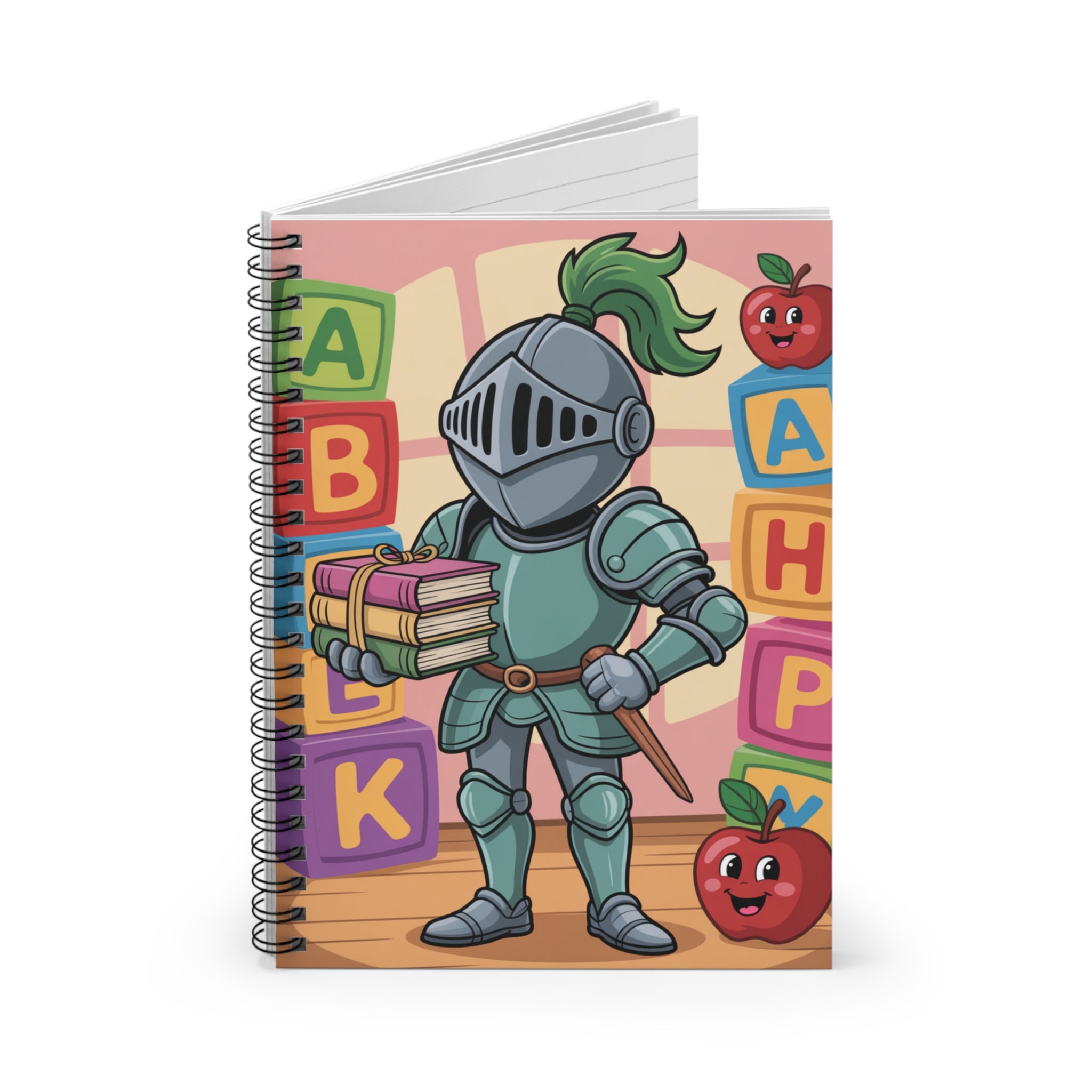 Cartoon Grey Knight  -  Lined Spiral Notebook