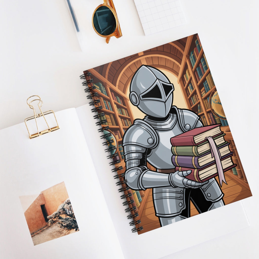Cartoon Grey Knight  -  Lined Spiral Notebook