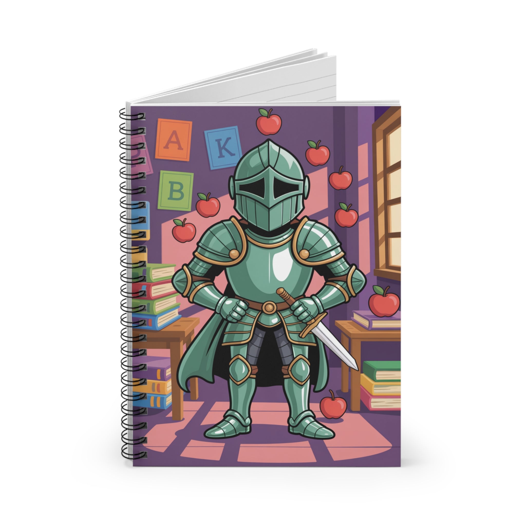 Cartoon Green Knight  -  Lined Spiral Notebook