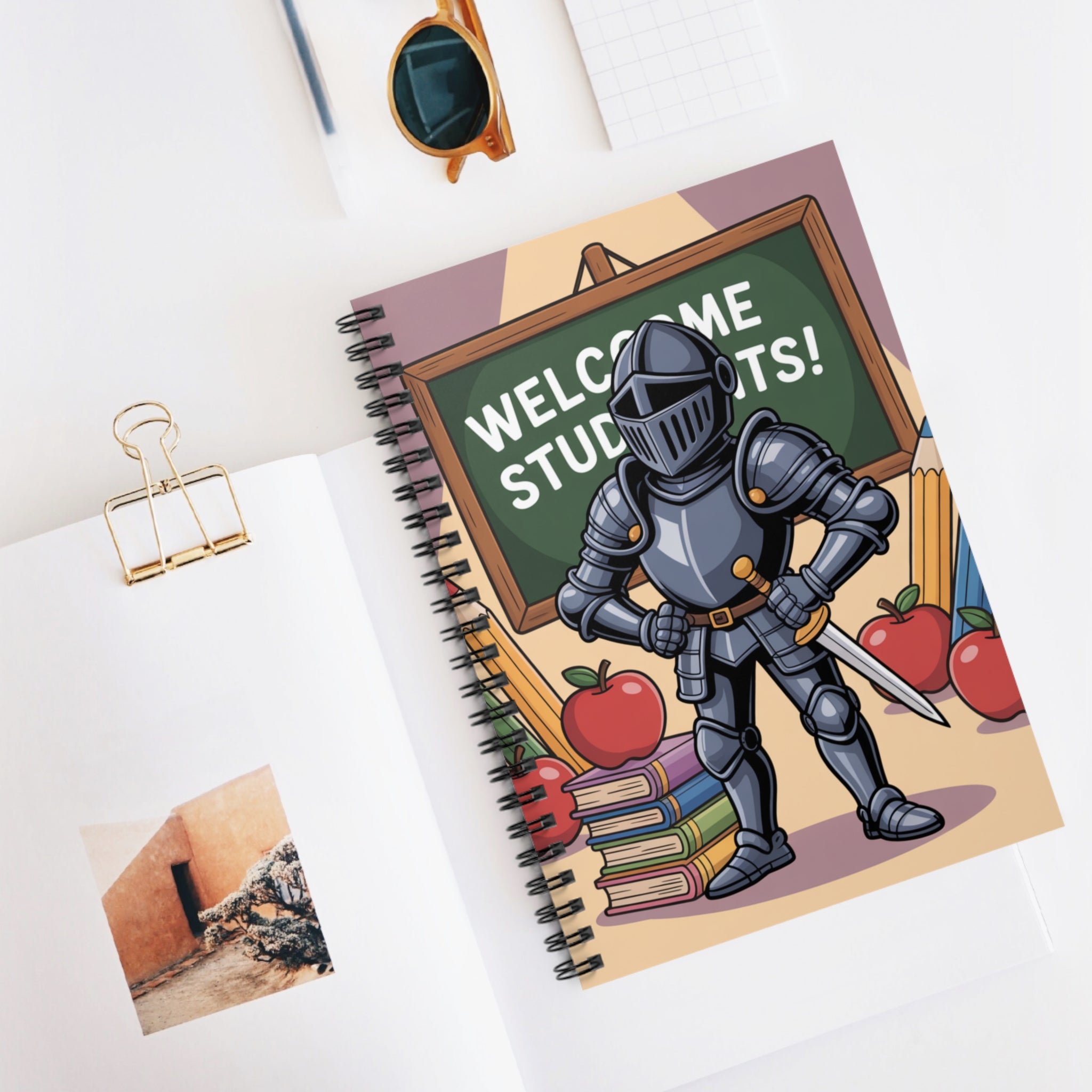Cartoon Black Knight  -  Lined Spiral Notebook