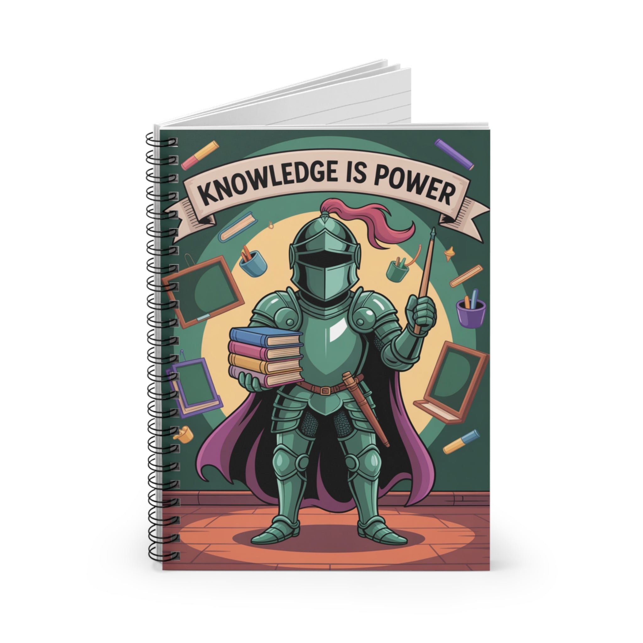 Cartoon Green Knight  -  Lined Spiral Notebook