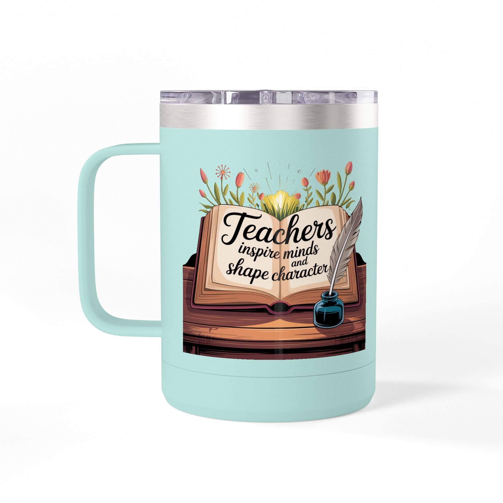 Teachers Inspire Minds and Shape Character - 15oz Teacher Coffee Mug