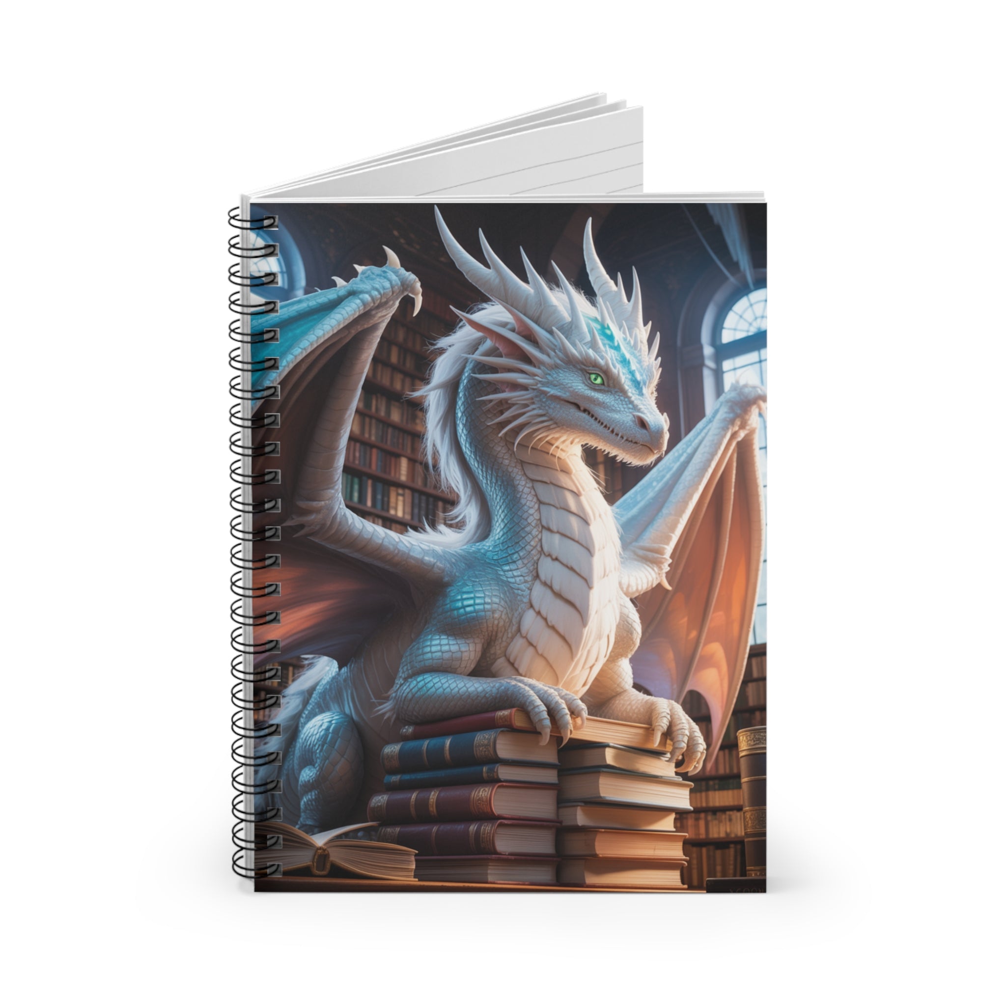 White Dragon -  Lined Spiral Notebook