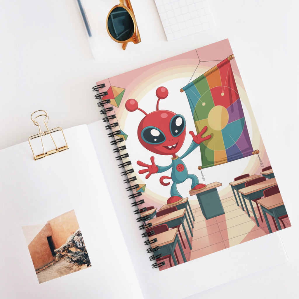 Red Classroom Alien -  Lined Spiral Notebook