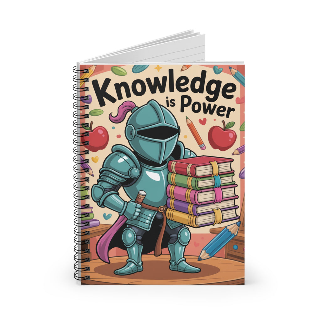 Cartoon Blue Knight  -  Lined Spiral Notebook