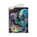 Blue Art Alien -  Lined Spiral Notebook