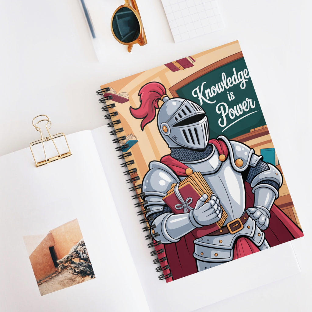Cartoon Silver Knight  -  Lined Spiral Notebook