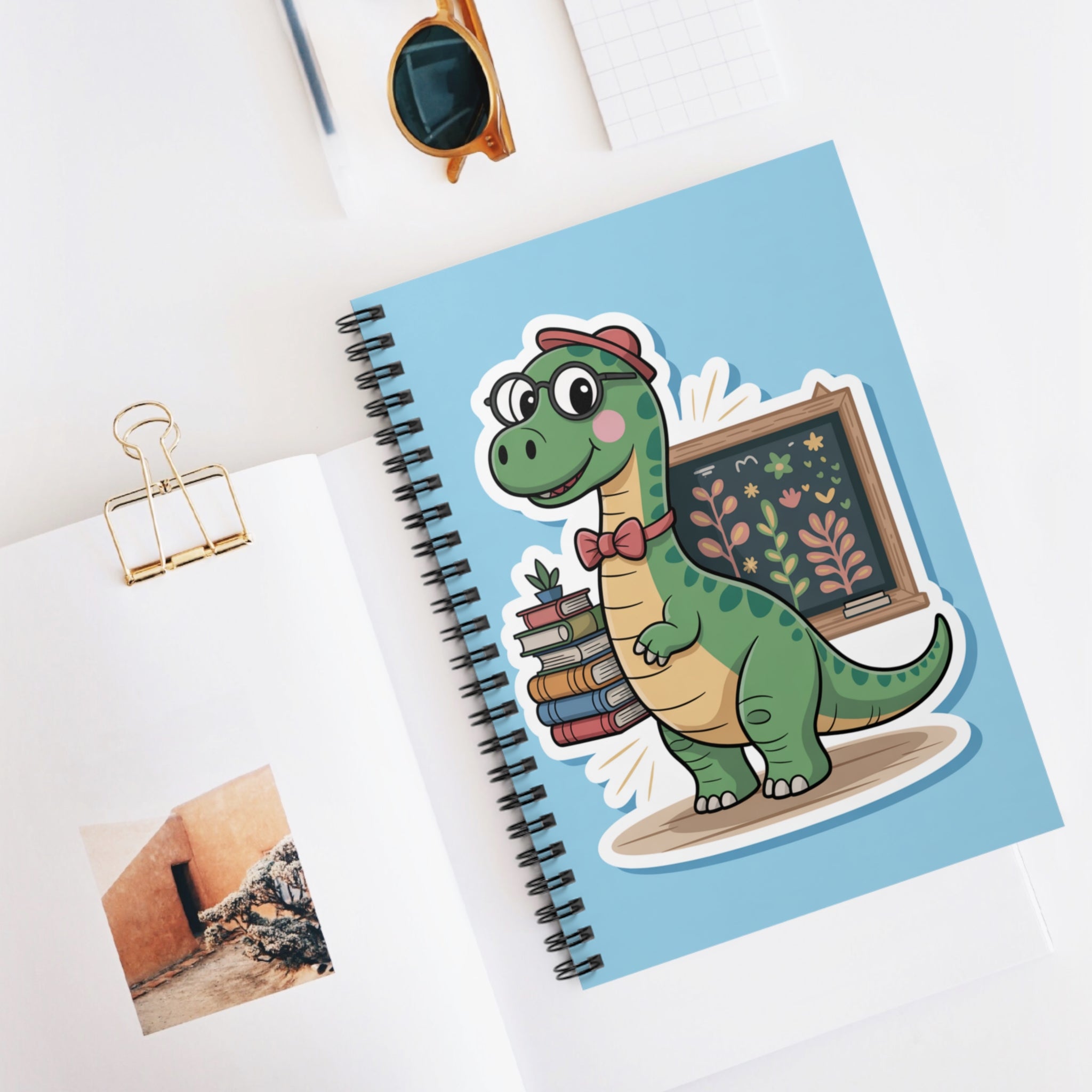 Cartoon Brontosaurus  -  Lines Spiral Notebook