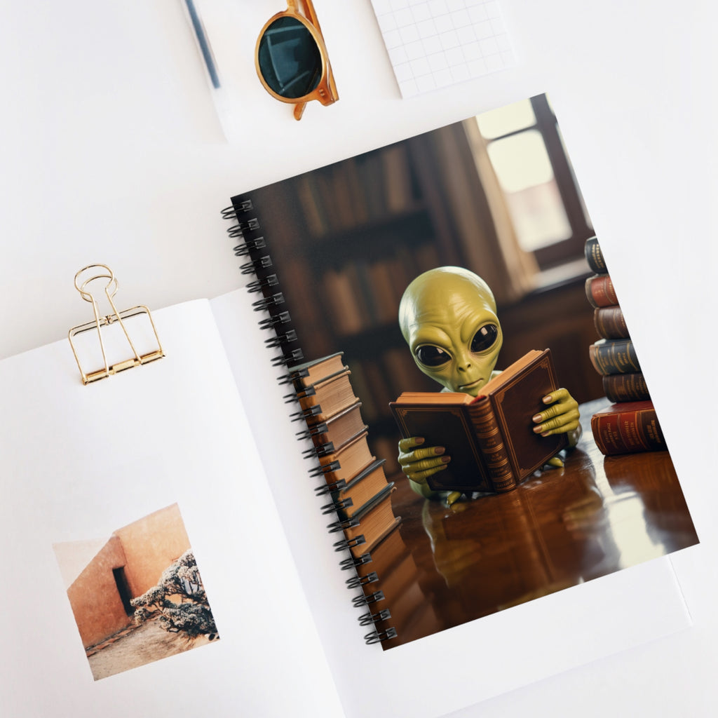 Green Alien -  Lined Spiral Notebook