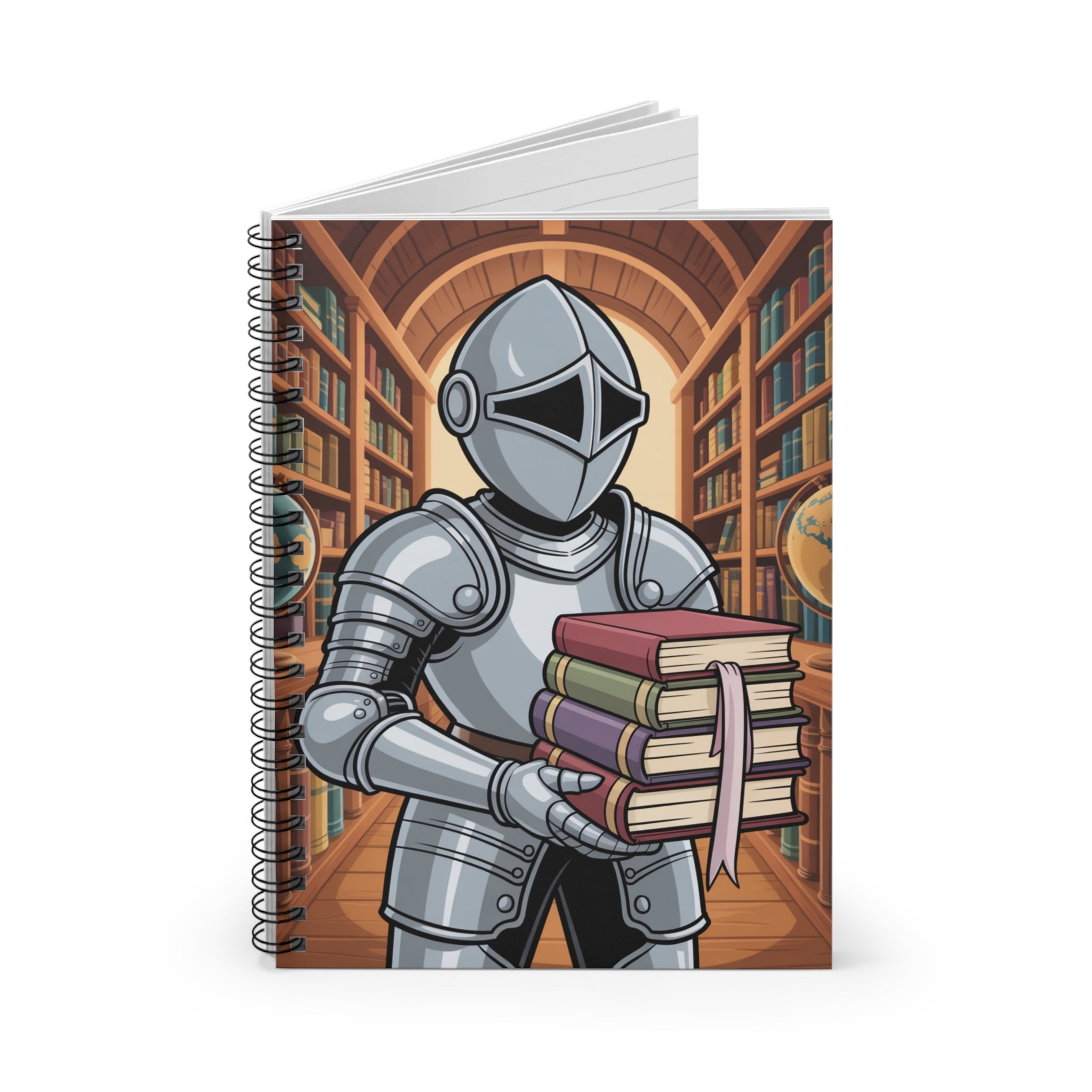 Cartoon Grey Knight  -  Lined Spiral Notebook