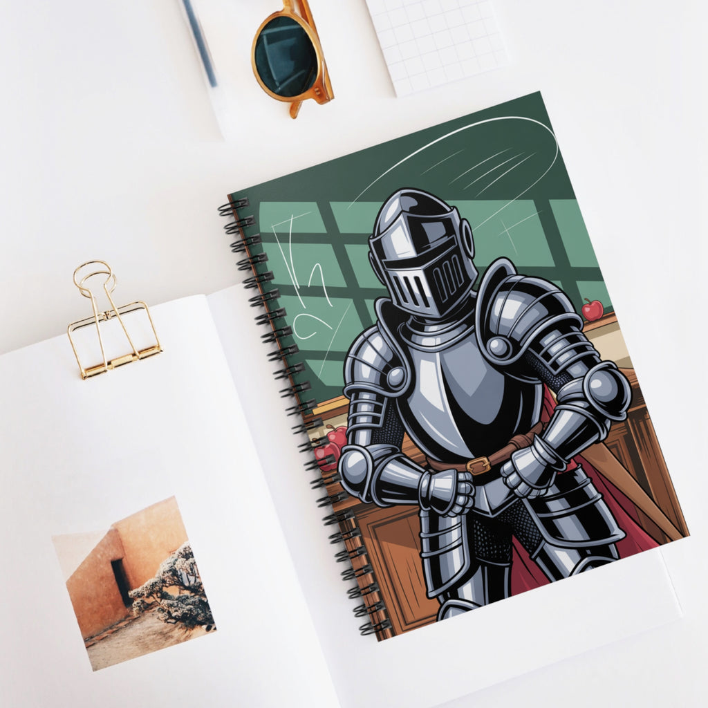 Cartoon Black Knight  -  Lined Spiral Notebook