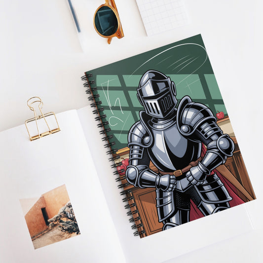 Cartoon Black Knight  -  Lined Spiral Notebook