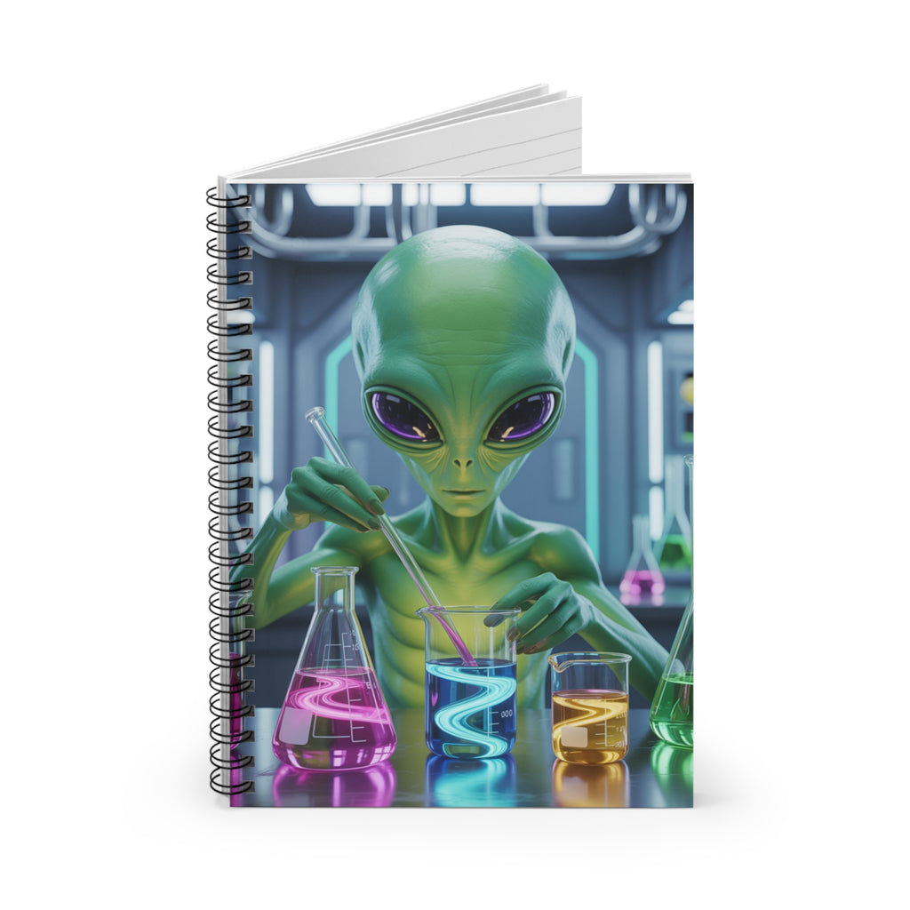 Green Science Alien -  Lined Spiral Notebook