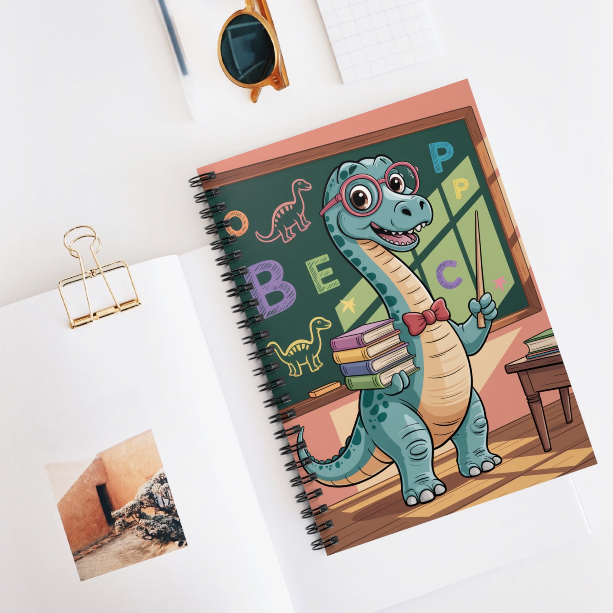Cartoon Diplodocus  -  Lined Spiral Notebook