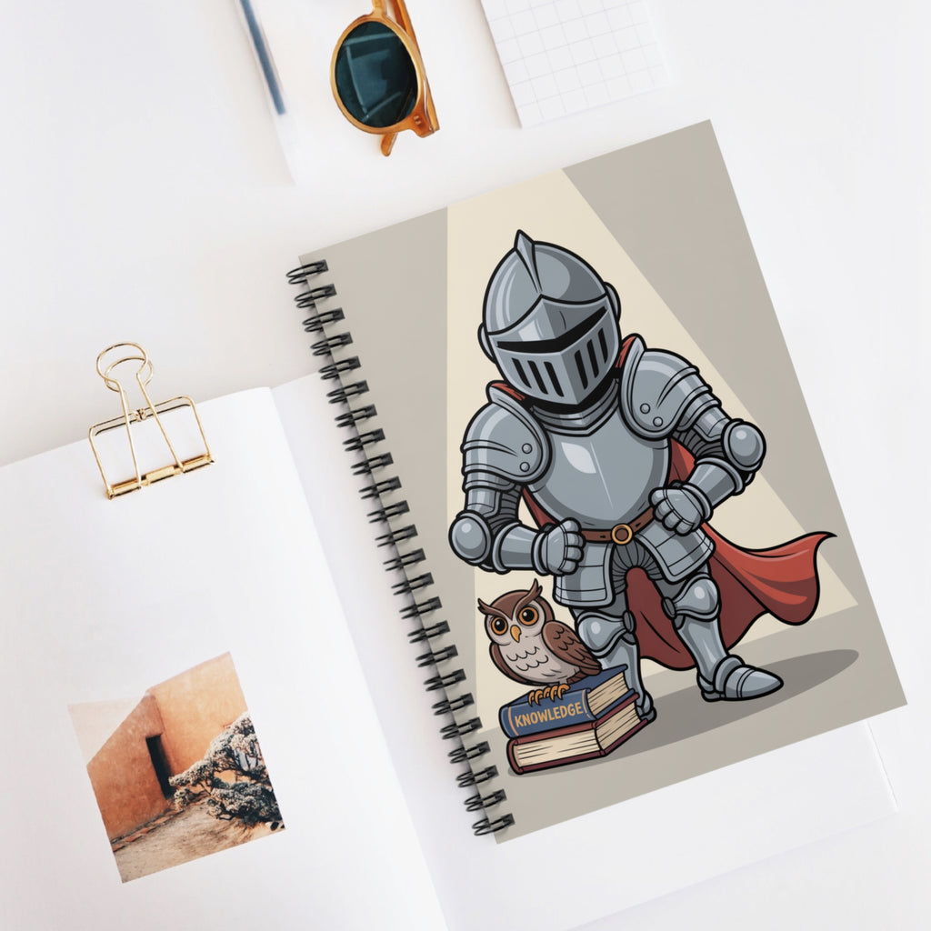 Cartoon Grey Knight  -  Lined Spiral Notebook