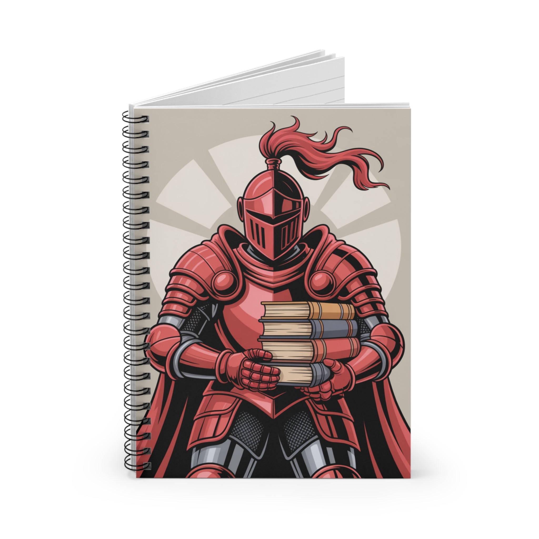 Cartoon Red Knight -  Lined Spiral Notebook