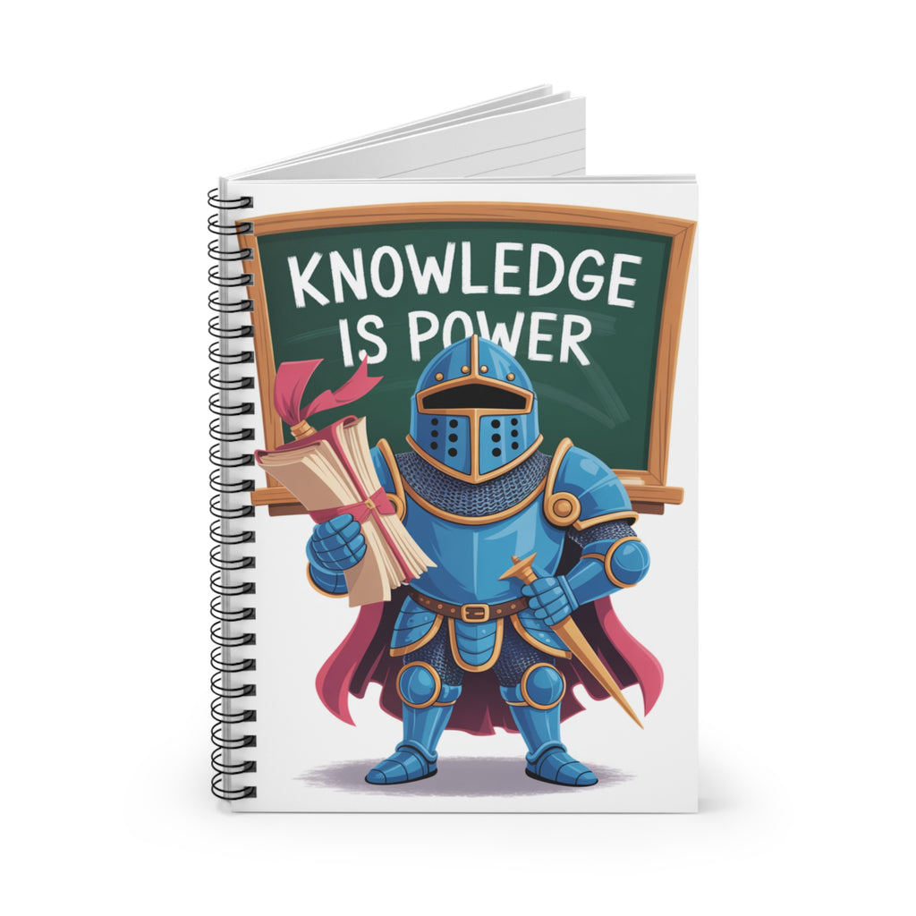 Cartoon Blue Knight  -  Lined Spiral Notebook